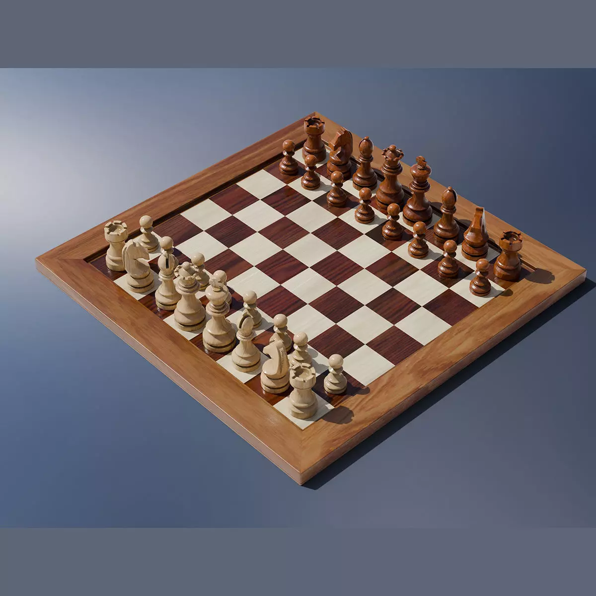 Chess 3D set Low-poly 3D model_0