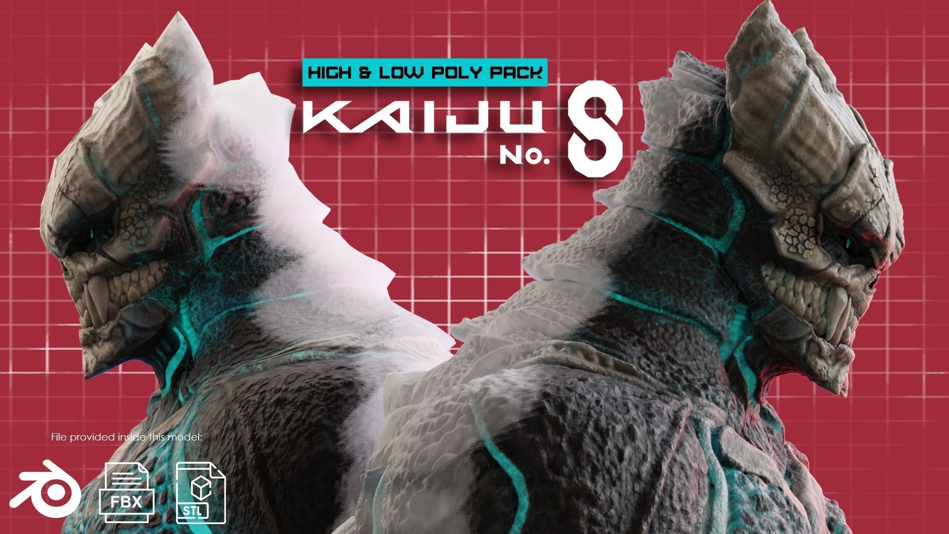 High and Low Poly Pack - Kaiju No 8 - Hibino Kafka Low-poly 3D model_1