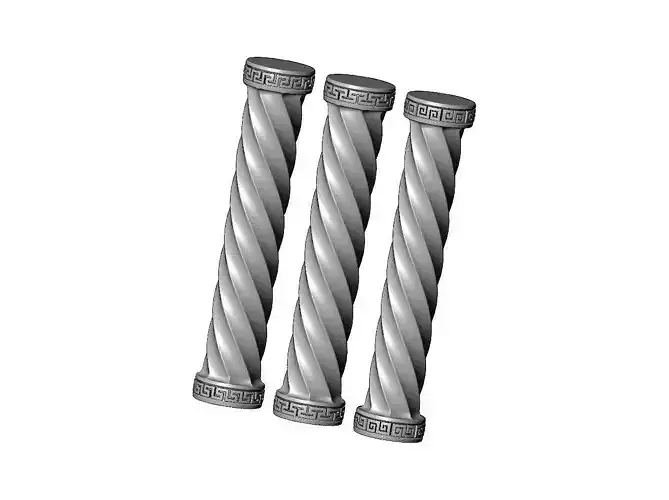 Twisted greek key model making miniature pillar columns