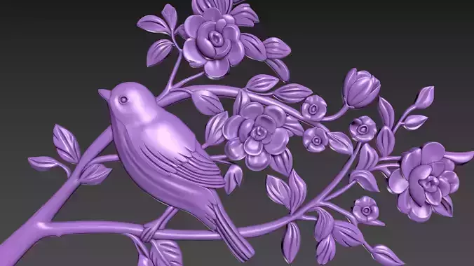 Bird Flowers Relief for CNC