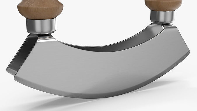 Mezzaluna with Two Blades and Wooden Handles 3D model 7