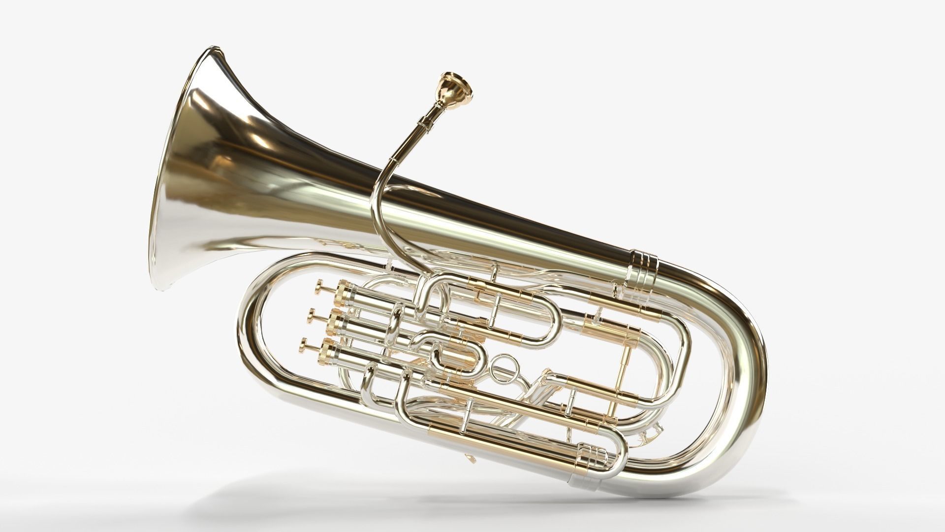 Euphonium Three Materials Brass Copper and Silver 3D model_7
