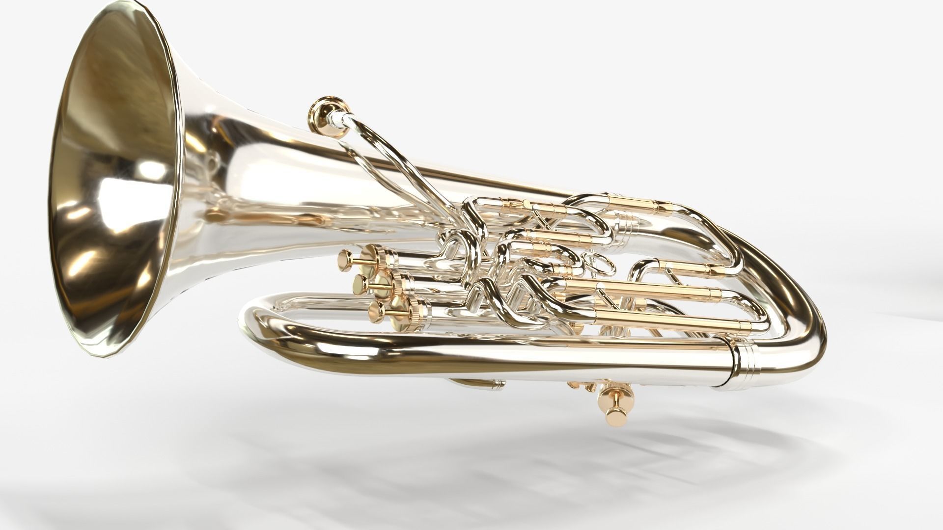 Euphonium Three Materials Brass Copper and Silver 3D model_21