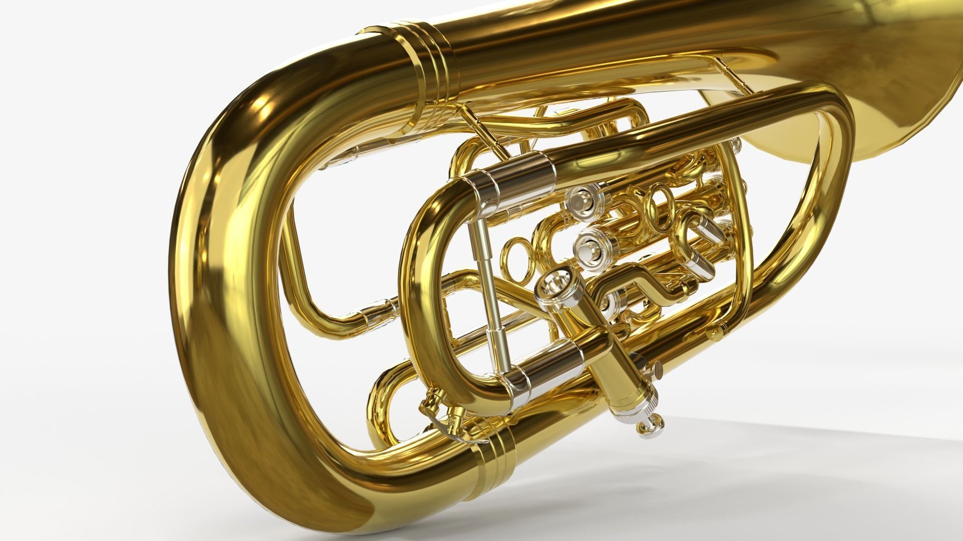 Euphonium Three Materials Brass Copper and Silver 3D model_11