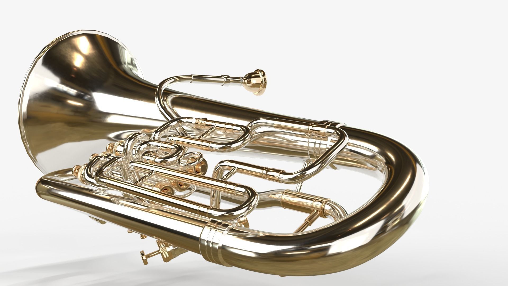 Euphonium Three Materials Brass Copper and Silver 3D model_16