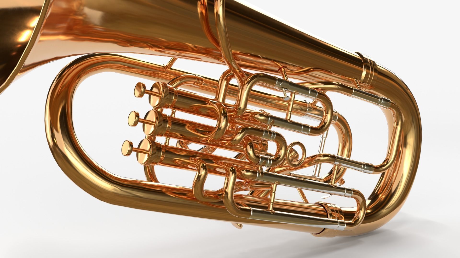 Euphonium Three Materials Brass Copper and Silver 3D model_10