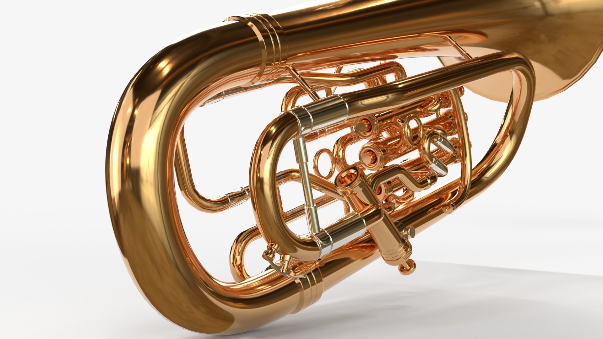 Euphonium Three Materials Brass Copper and Silver 3D model_20