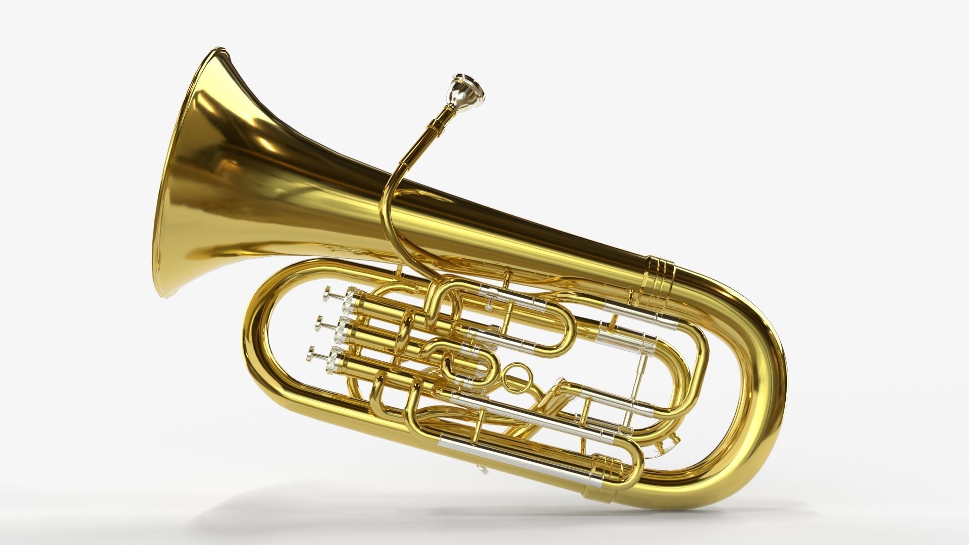 Euphonium Three Materials Brass Copper and Silver 3D model_5