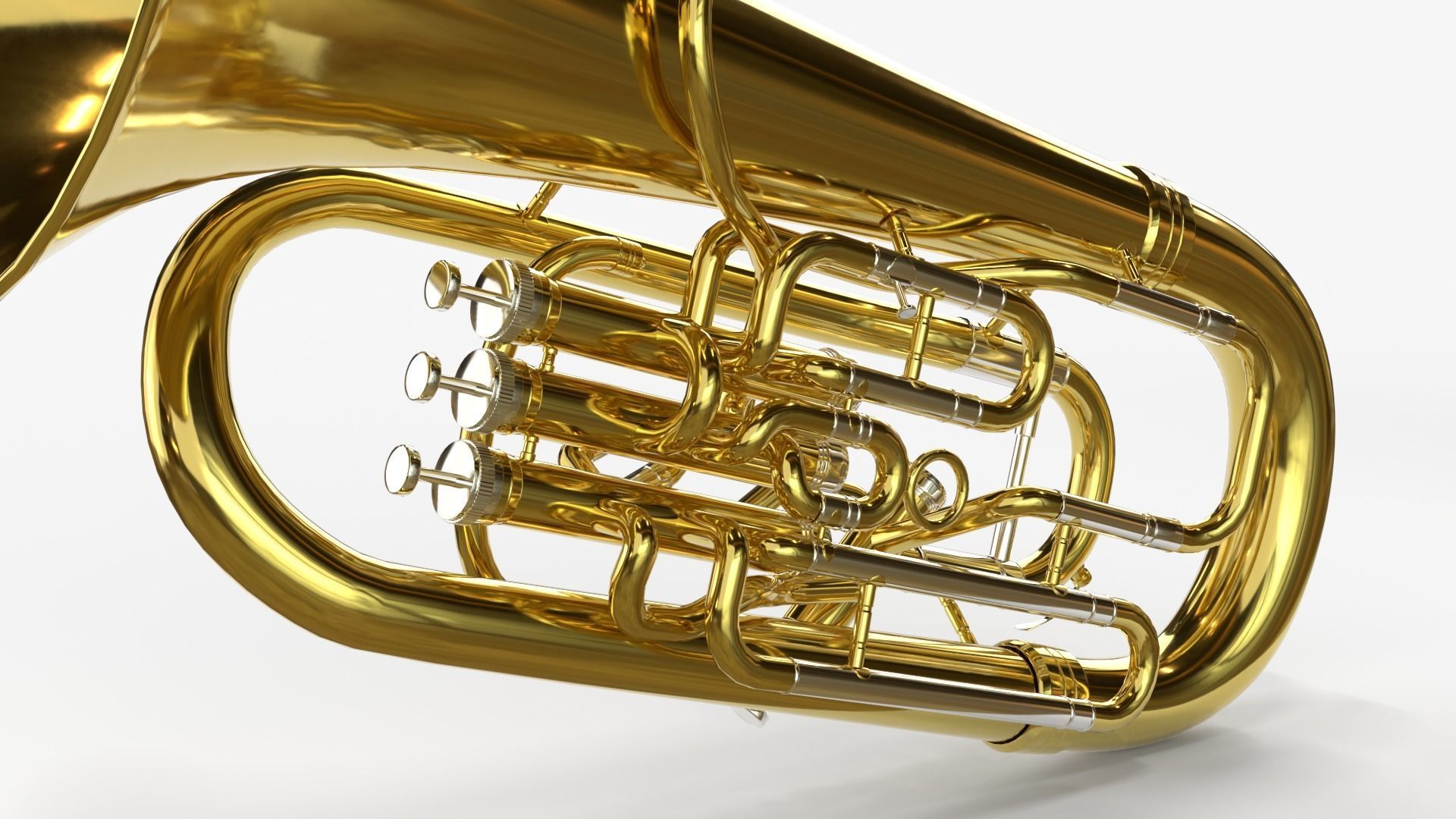 Euphonium Three Materials Brass Copper and Silver 3D model_8