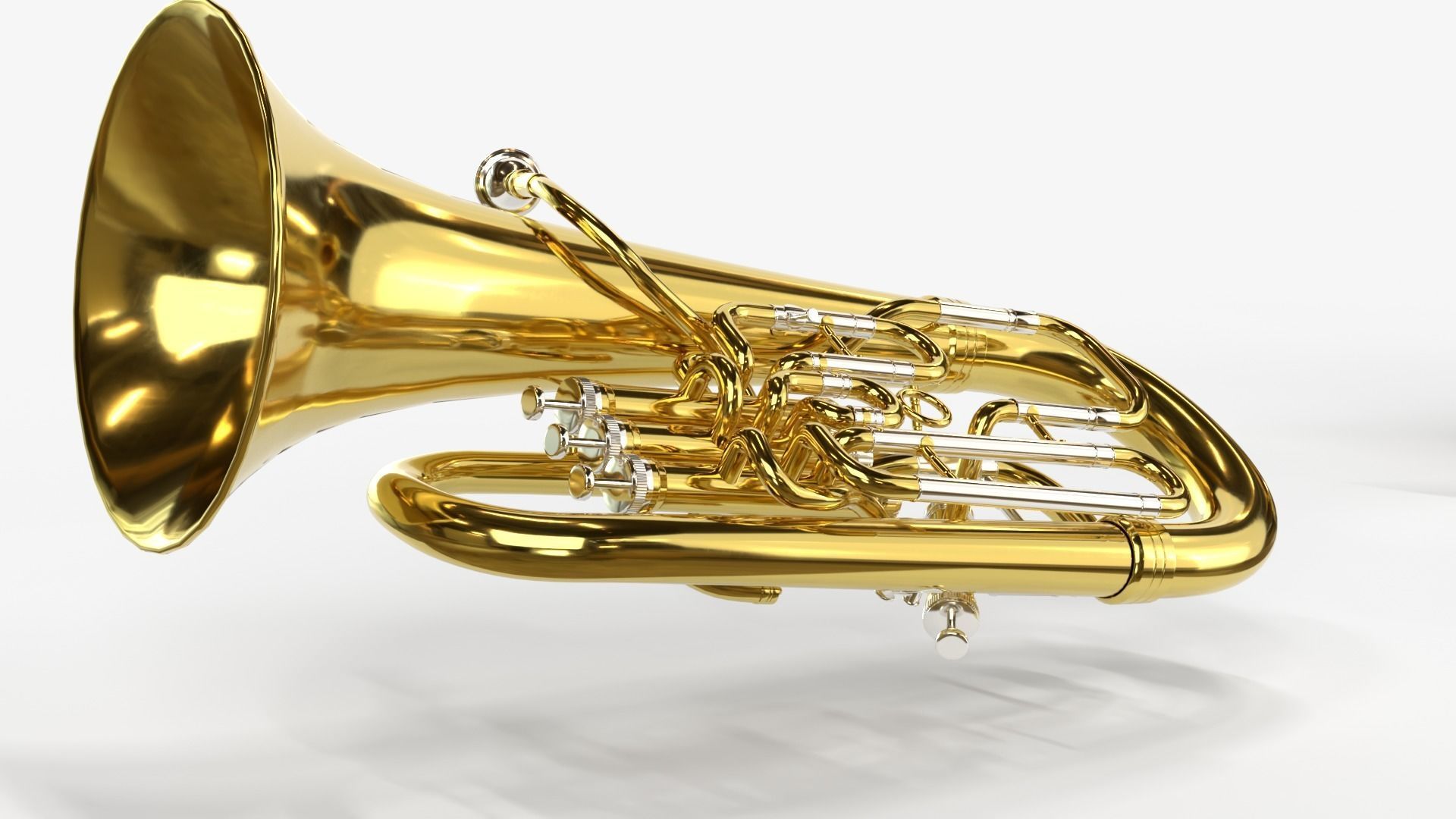 Euphonium Three Materials Brass Copper and Silver 3D model_19