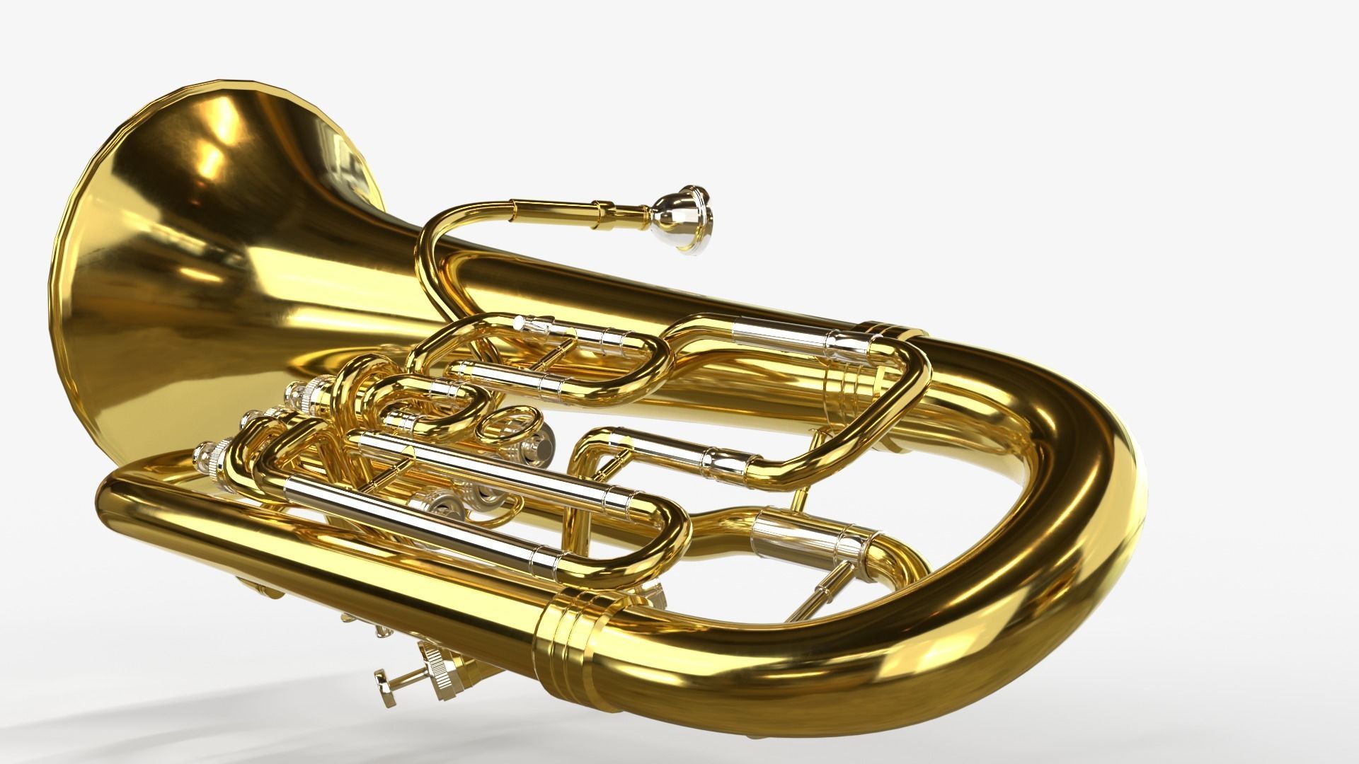 Euphonium Three Materials Brass Copper and Silver 3D model_15