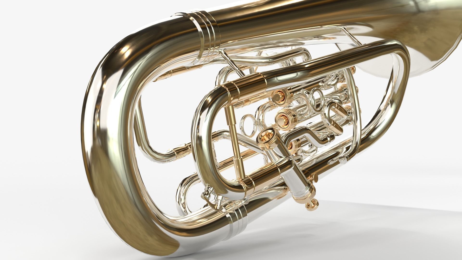 Euphonium Three Materials Brass Copper and Silver 3D model_18