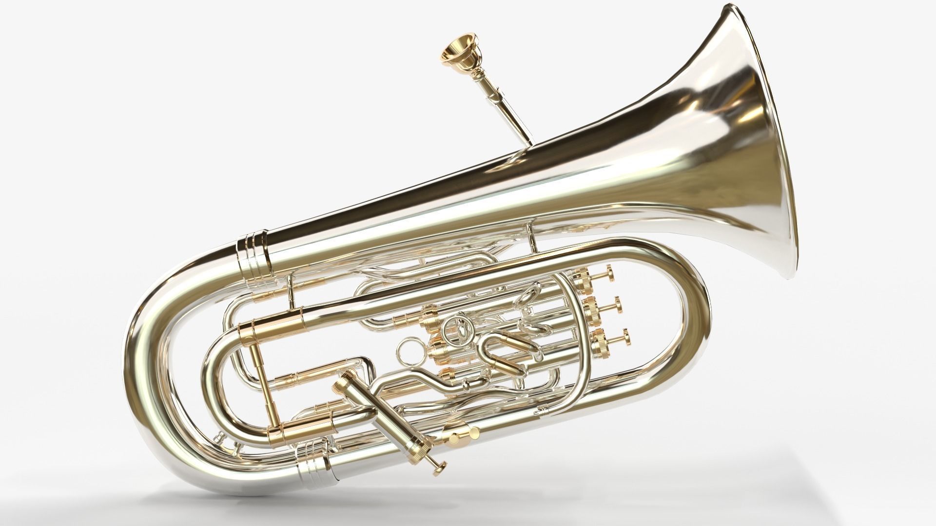 Euphonium Three Materials Brass Copper and Silver 3D model_4