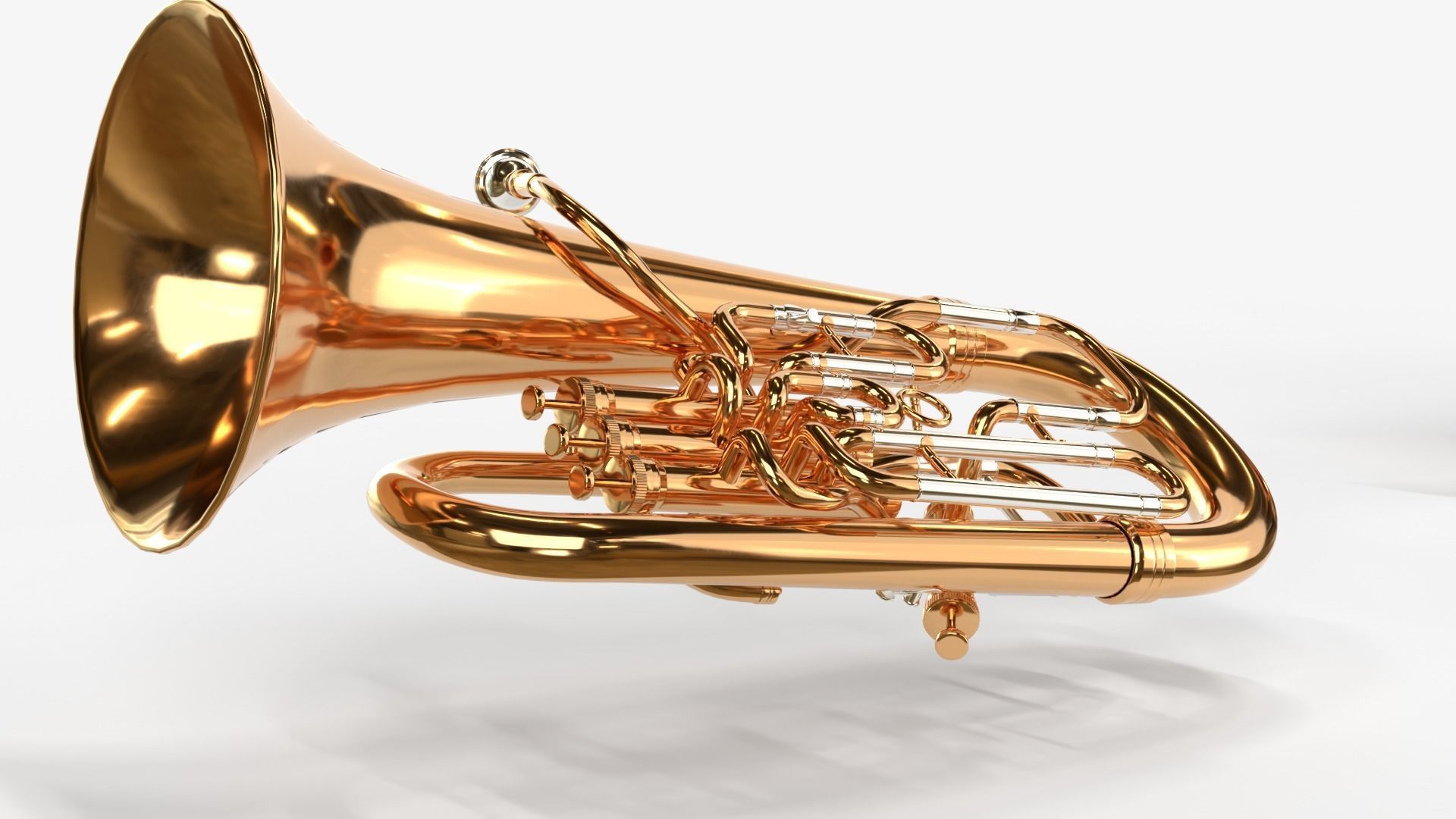 Euphonium Three Materials Brass Copper and Silver 3D model_17