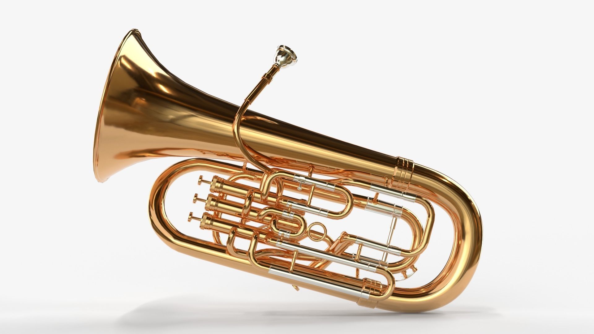Euphonium Three Materials Brass Copper and Silver 3D model_6