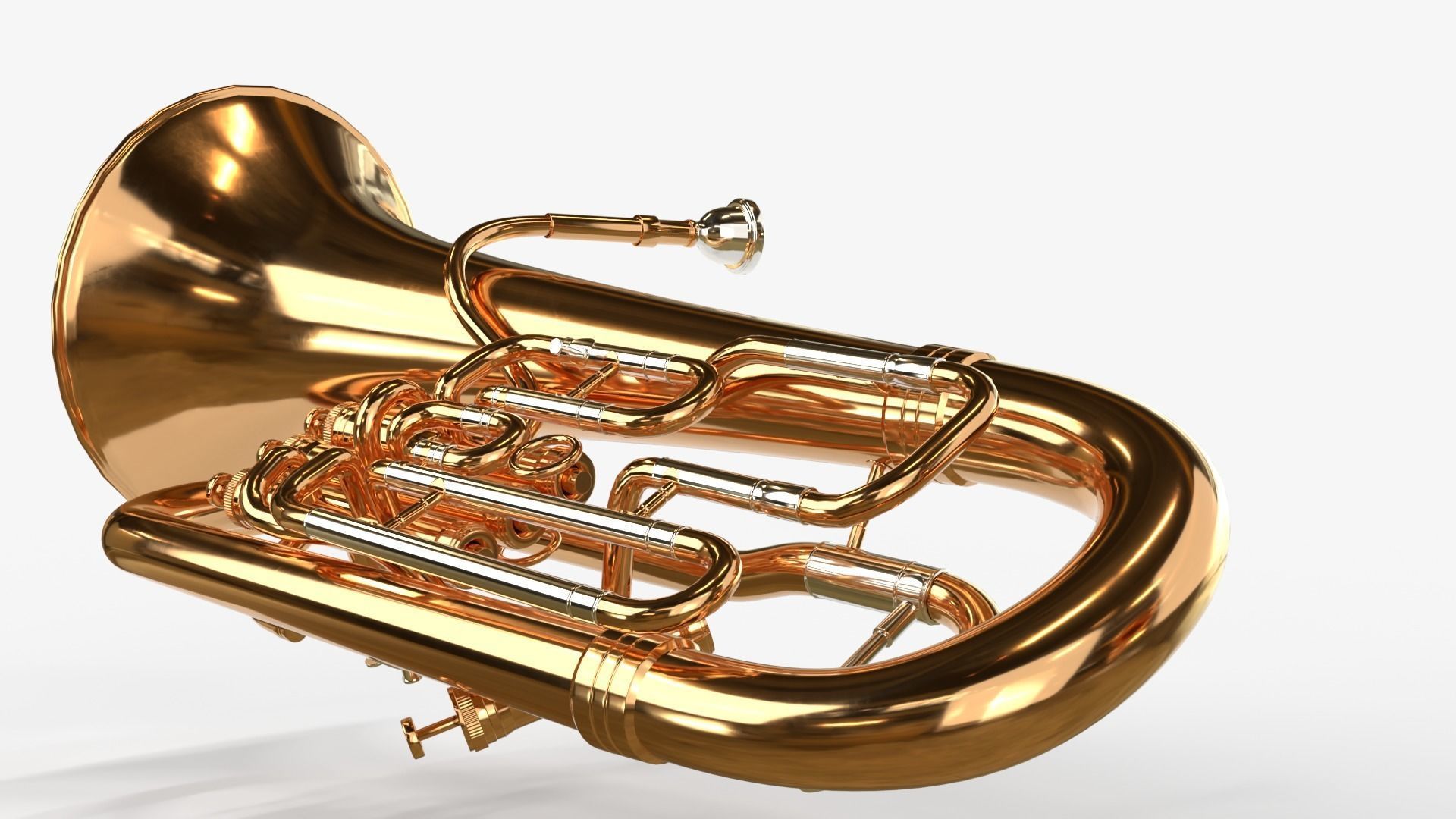 Euphonium Three Materials Brass Copper and Silver 3D model_22
