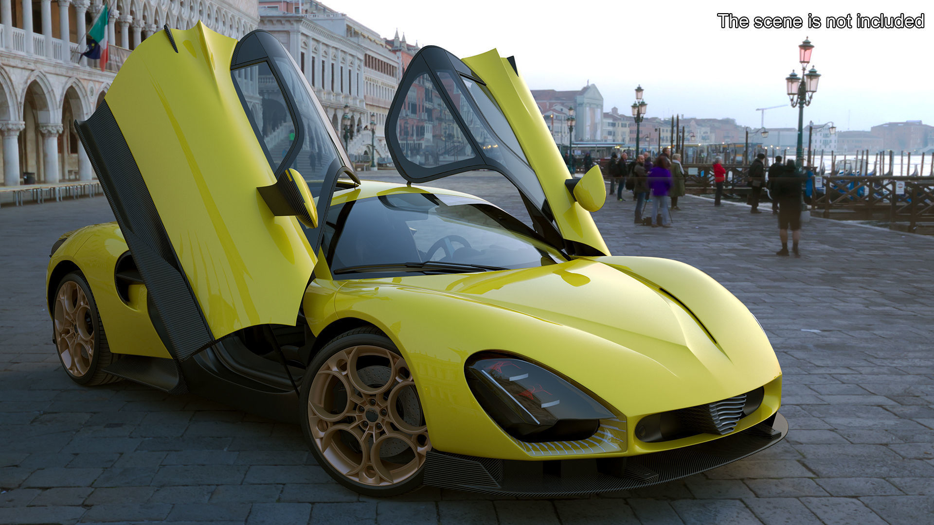 Luxurious Supercar Coupe Yellow Rigged for Maya 3D model
