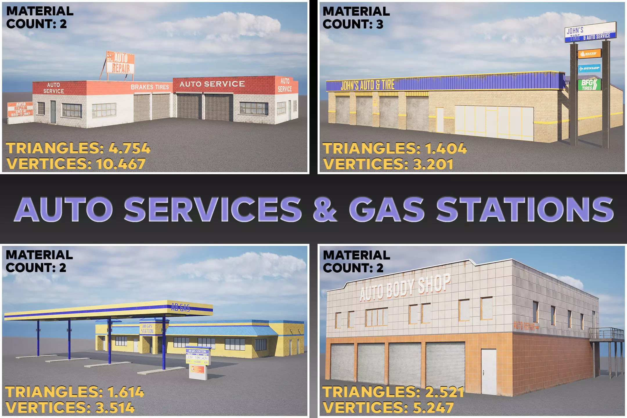 American Building Pack Low Poly 30 Unique Buildings Game Ready  Low-poly 3D model_7