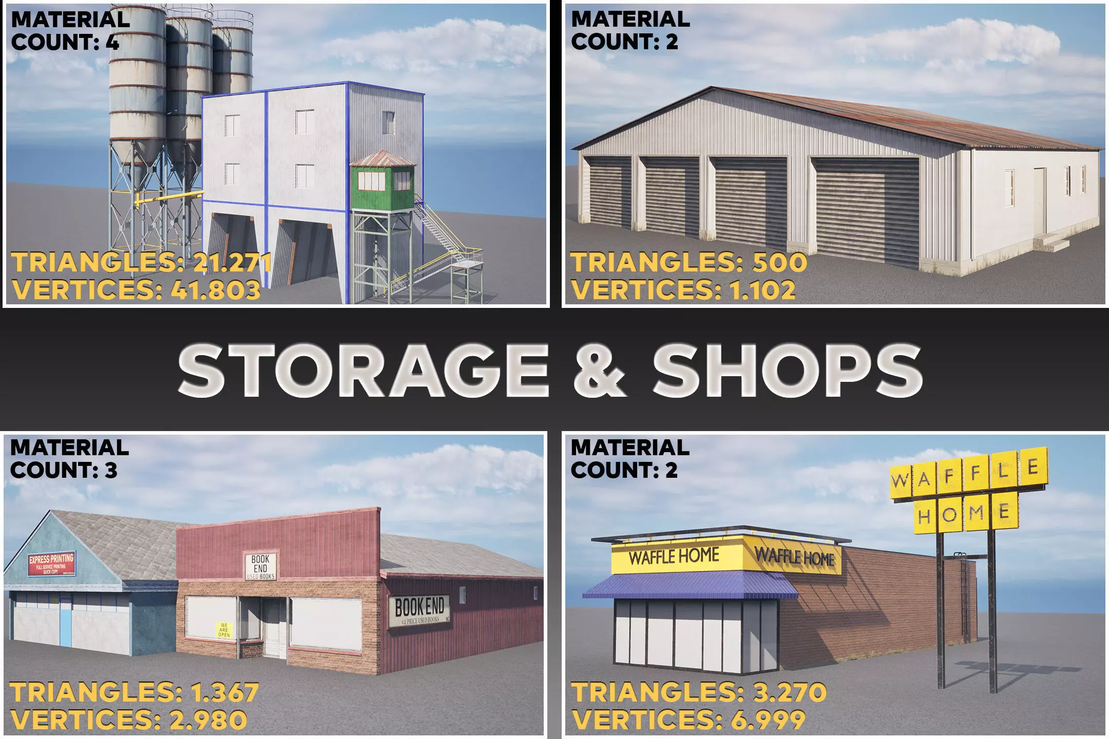 American Building Pack Low Poly 30 Unique Buildings Game Ready  Low-poly 3D model_4