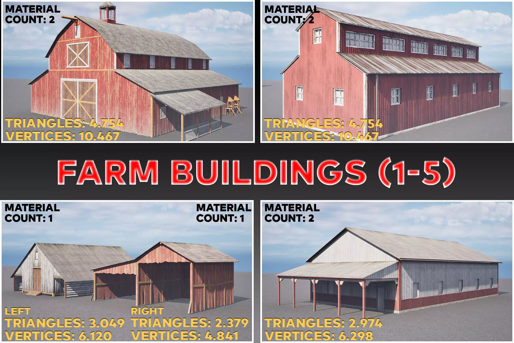 American Building Pack Low Poly 30 Unique Buildings Game Ready  Low-poly 3D model_3