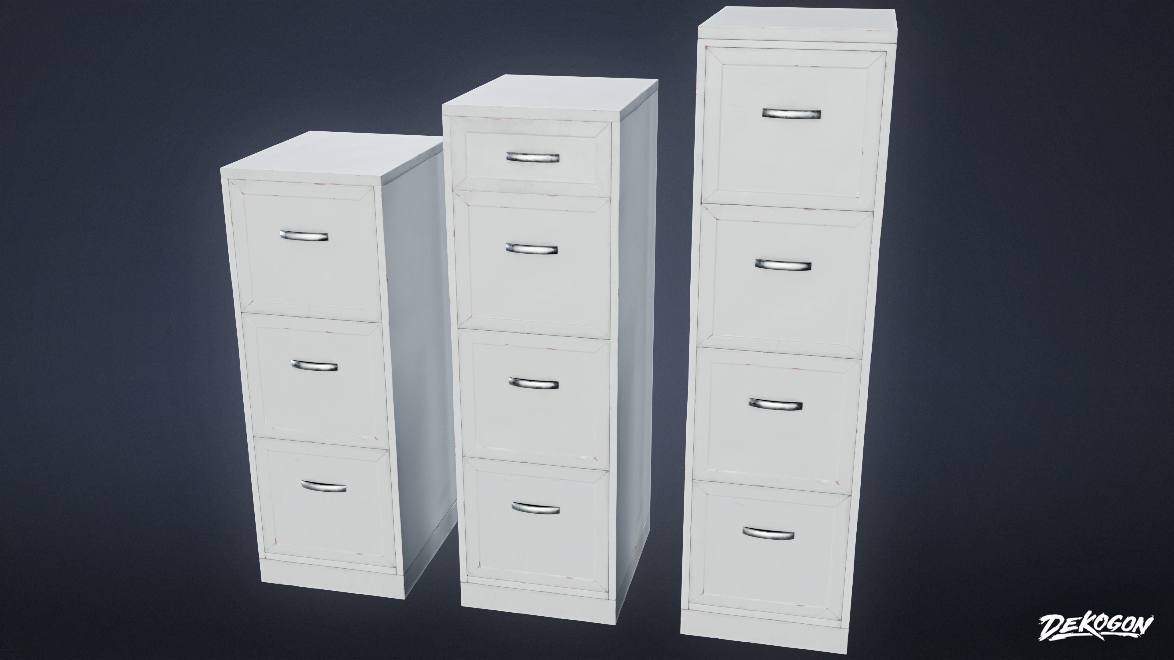 SUBURBS - File Cabinet 01 - LOW POLY AND NANITE Low-poly 3D model_1