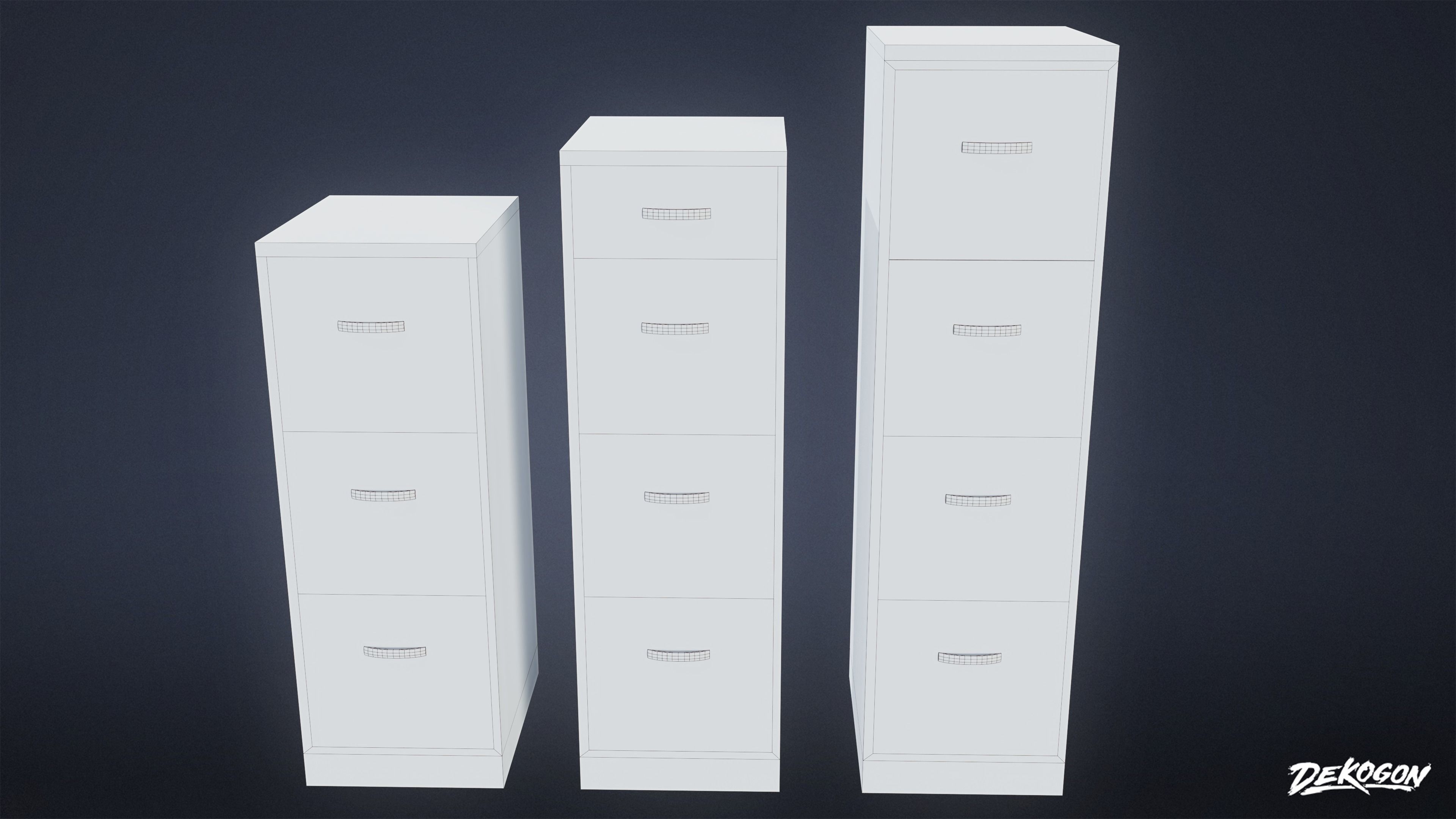SUBURBS - File Cabinet 01 - LOW POLY AND NANITE Low-poly 3D model_8