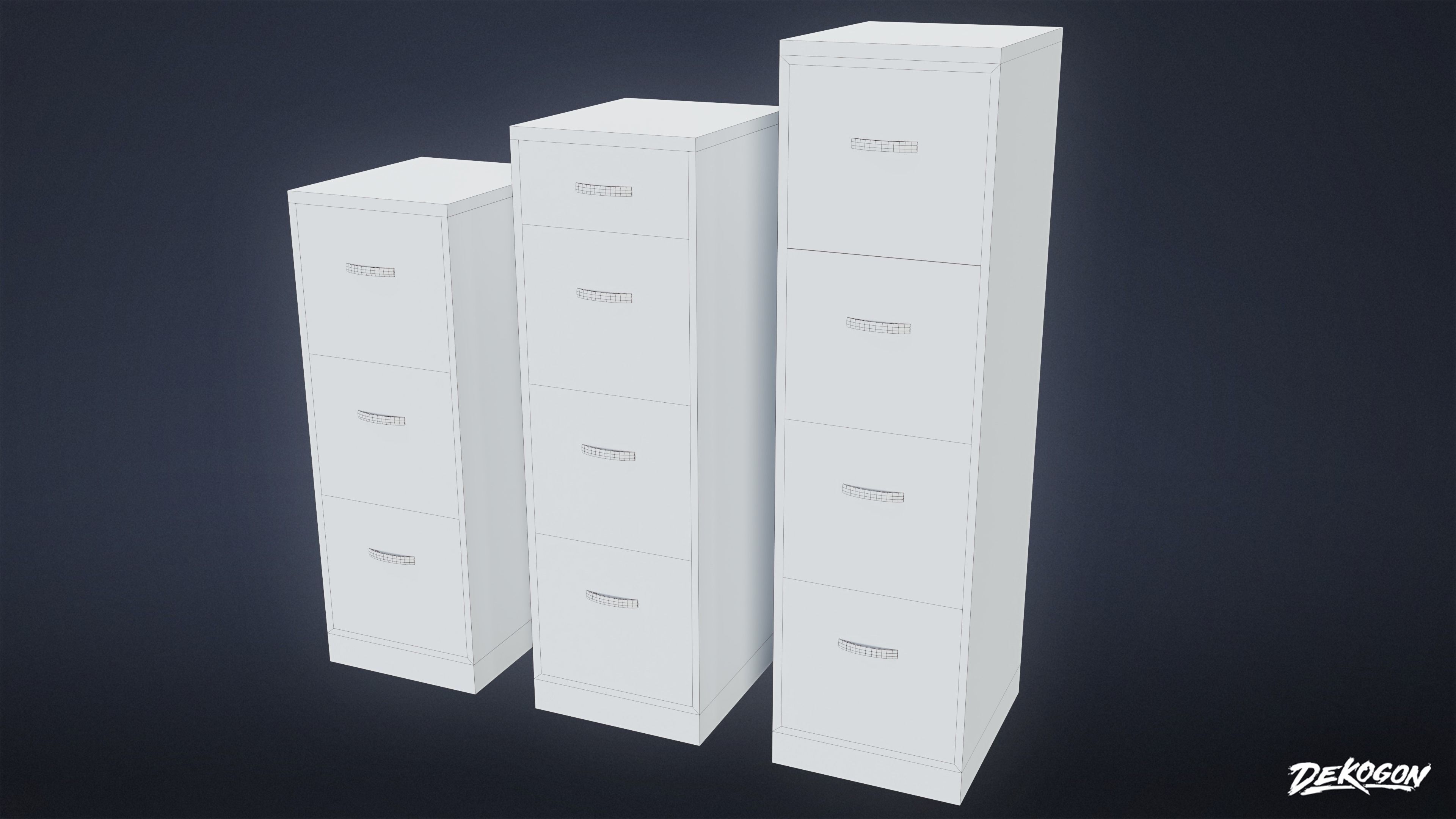 SUBURBS - File Cabinet 01 - LOW POLY AND NANITE Low-poly 3D model_7