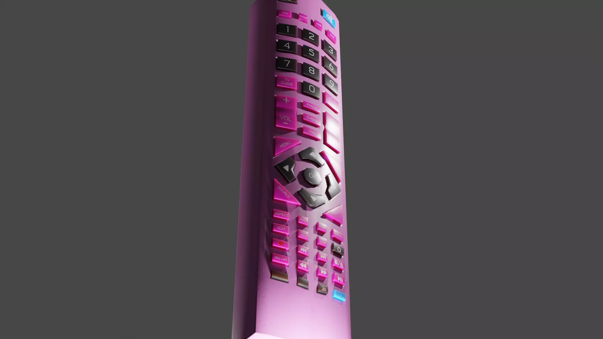 Pink TV Remote Control 3D model_0
