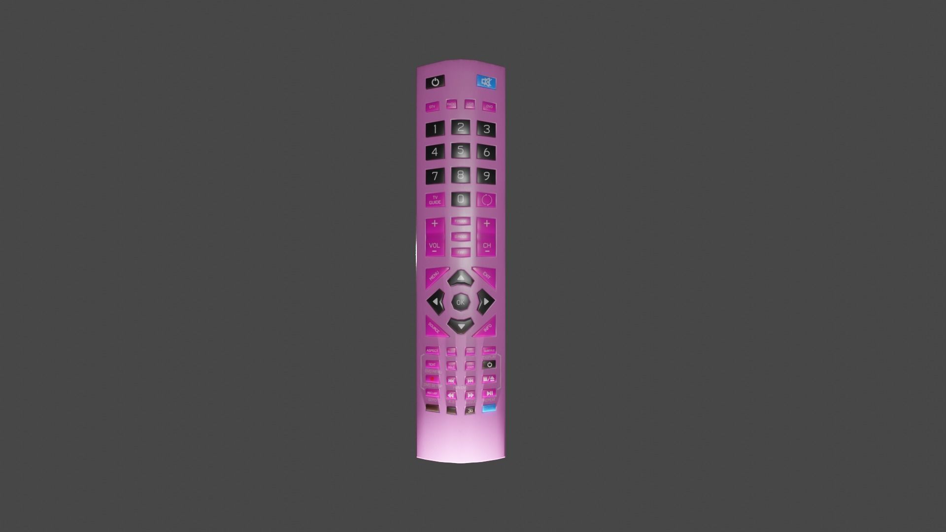 Pink TV Remote Control 3D model_2