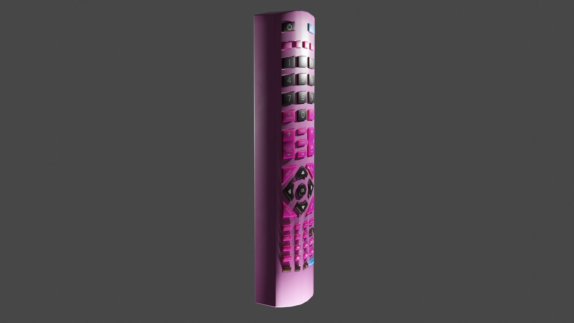 Pink TV Remote Control 3D model_1