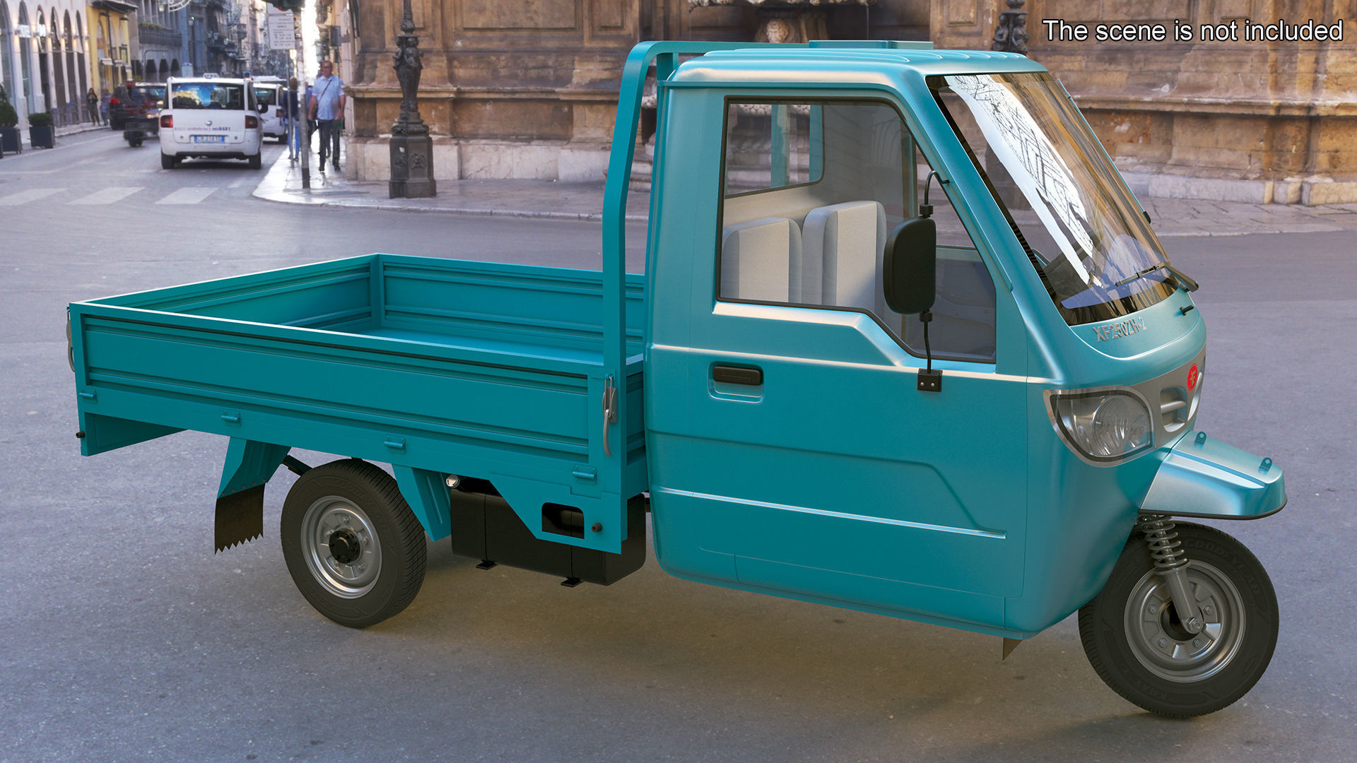 Asian Delivery Trike with Open Body Blue Rigged for Maya 3D model