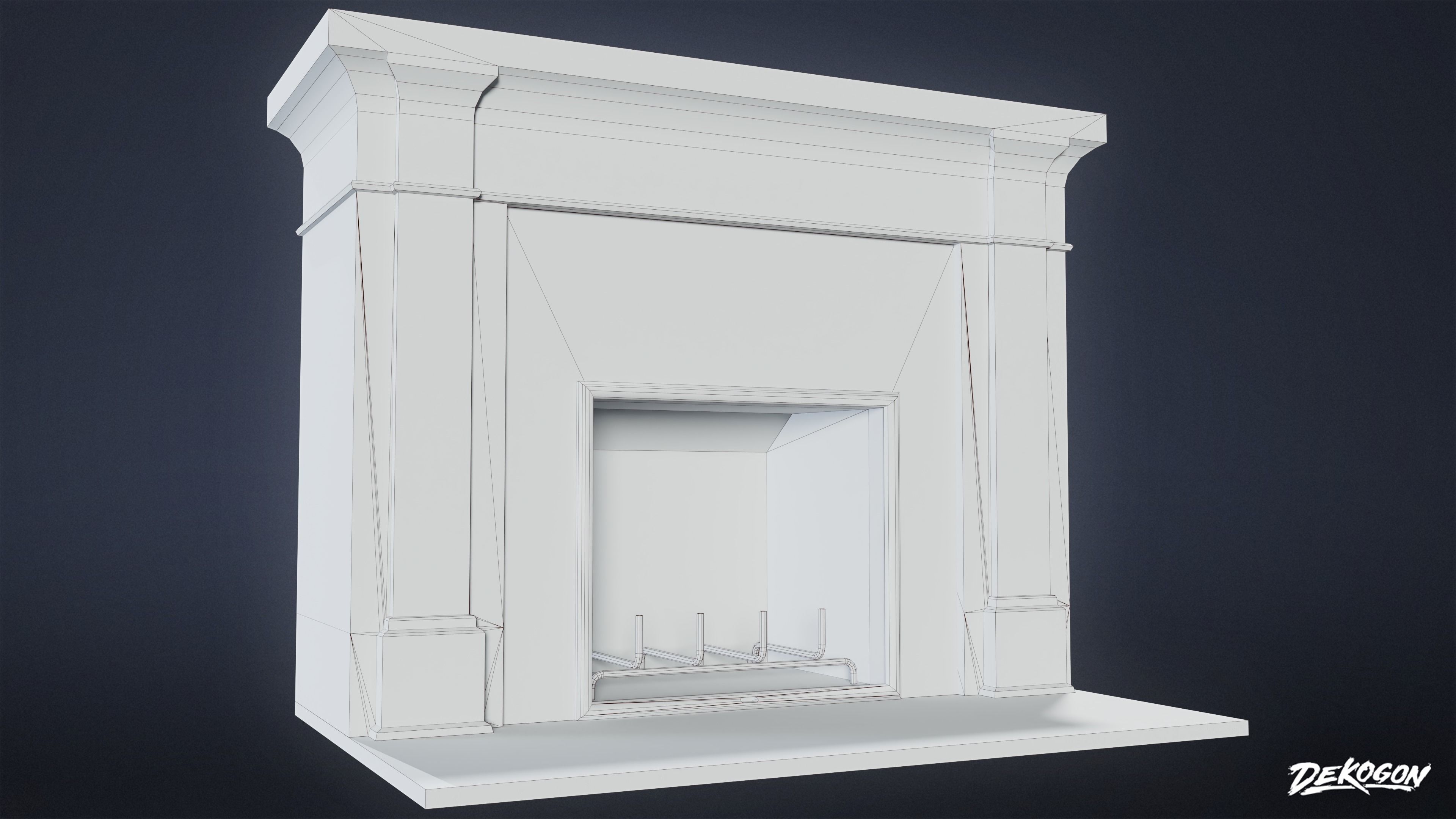 SUBURBS - Fireplace 01 - LOW POLY AND NANITE Low-poly 3D model_7