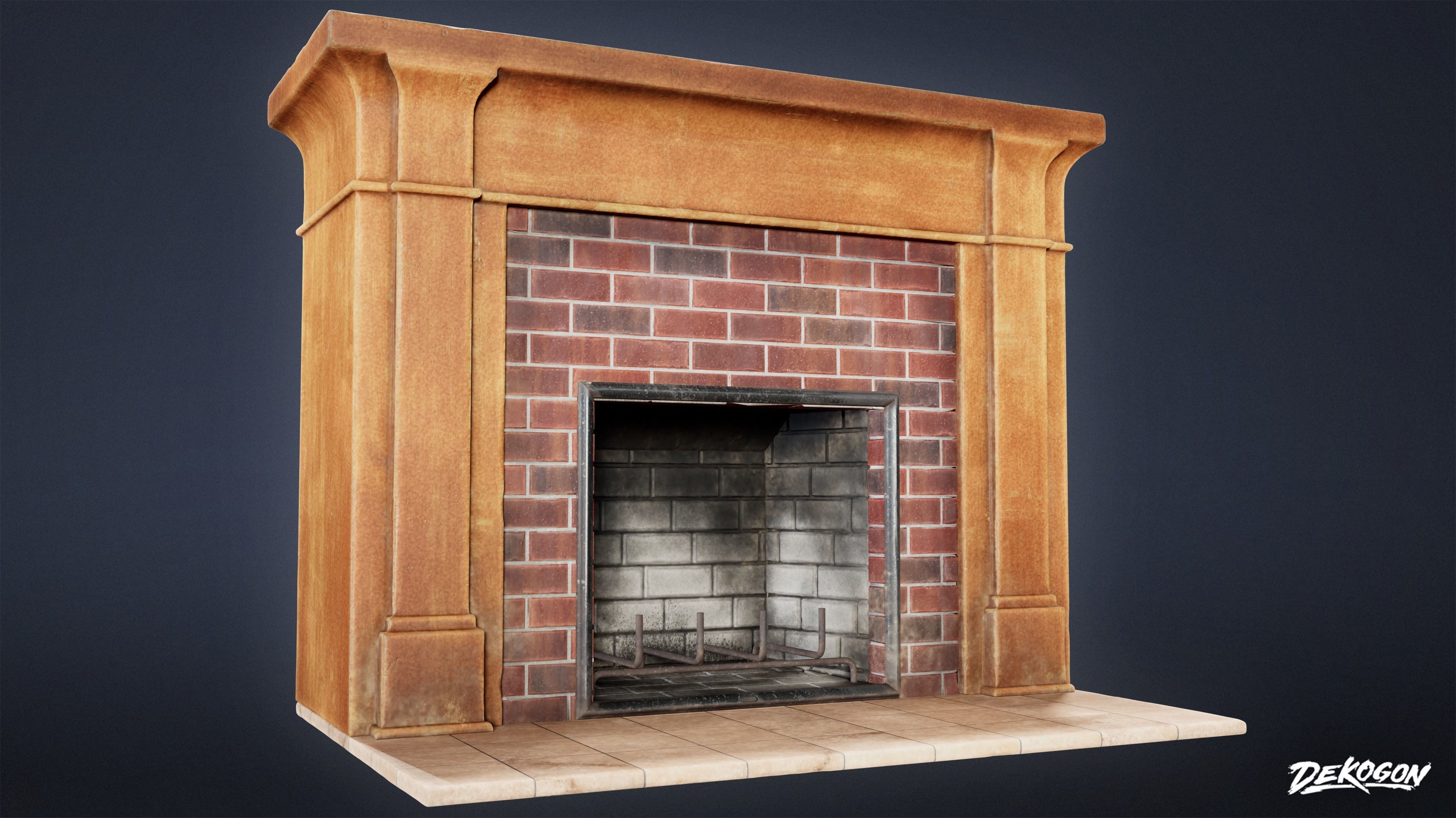 SUBURBS - Fireplace 01 - LOW POLY AND NANITE Low-poly 3D model_6
