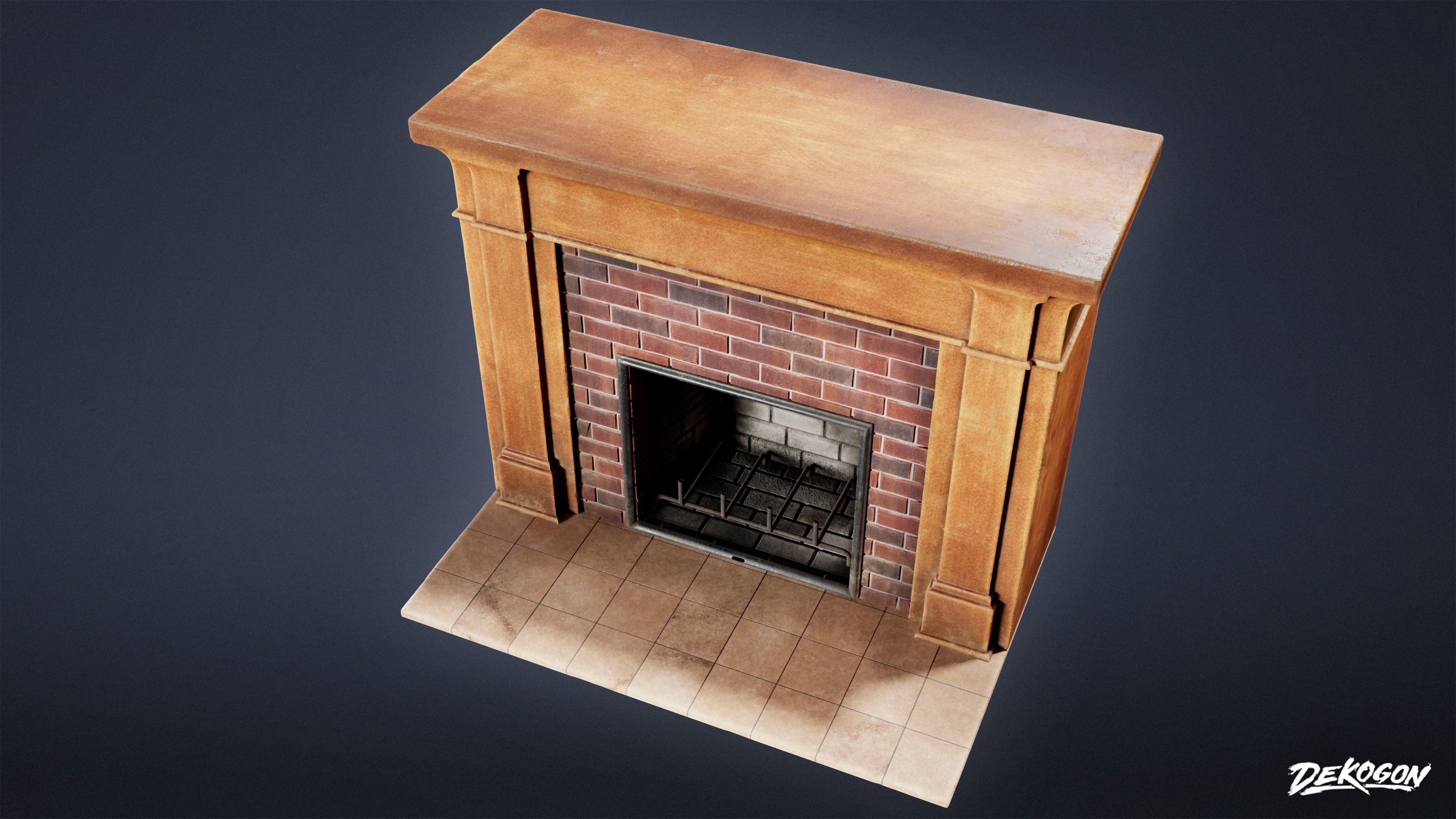 SUBURBS - Fireplace 01 - LOW POLY AND NANITE Low-poly 3D model_5