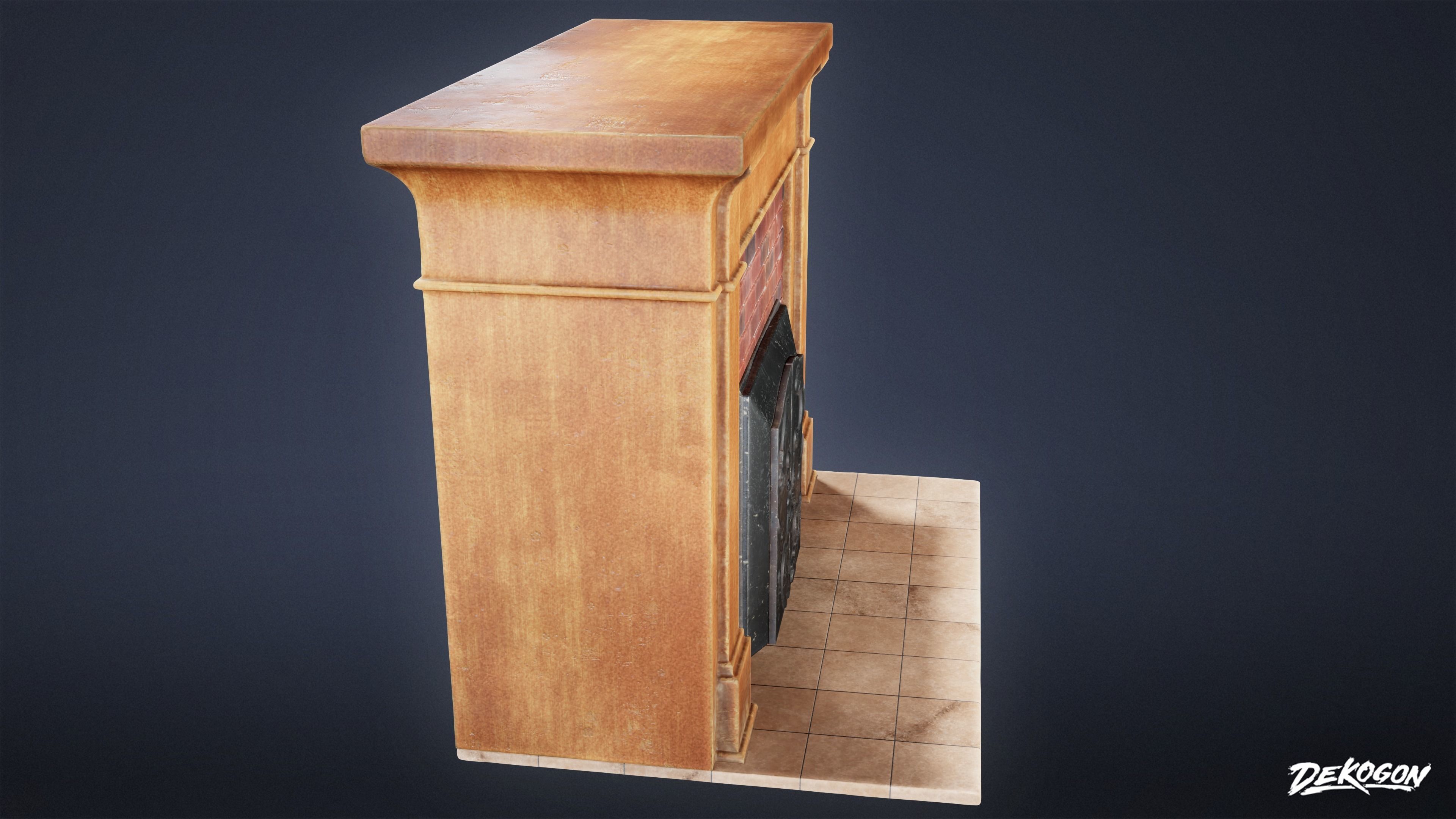 SUBURBS - Fireplace 01 - LOW POLY AND NANITE Low-poly 3D model_3