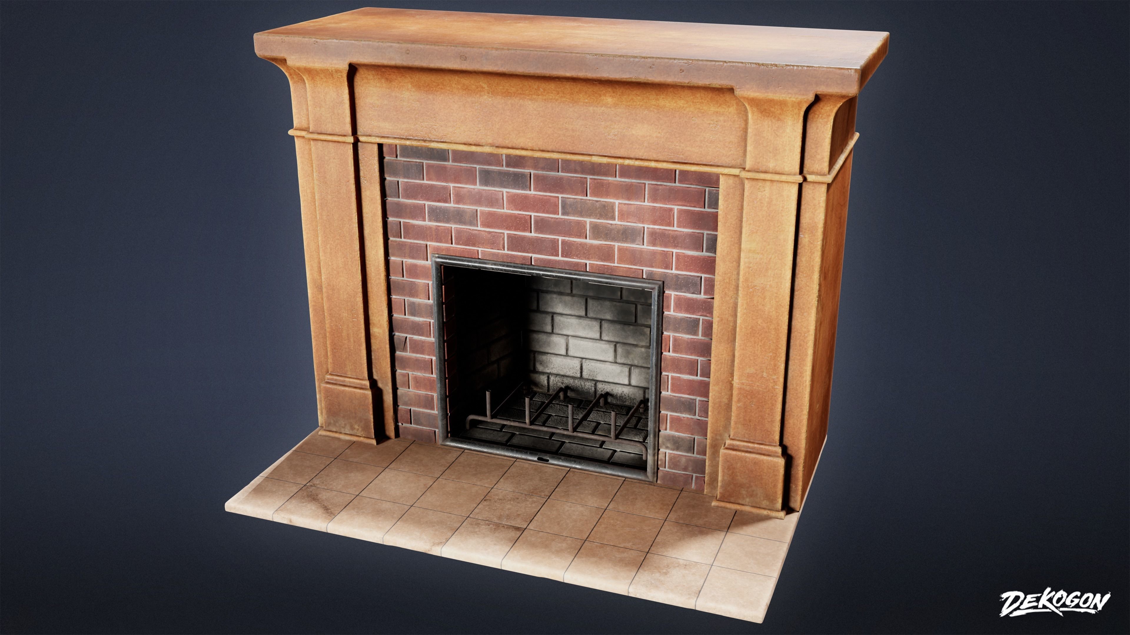 SUBURBS - Fireplace 01 - LOW POLY AND NANITE Low-poly 3D model_2