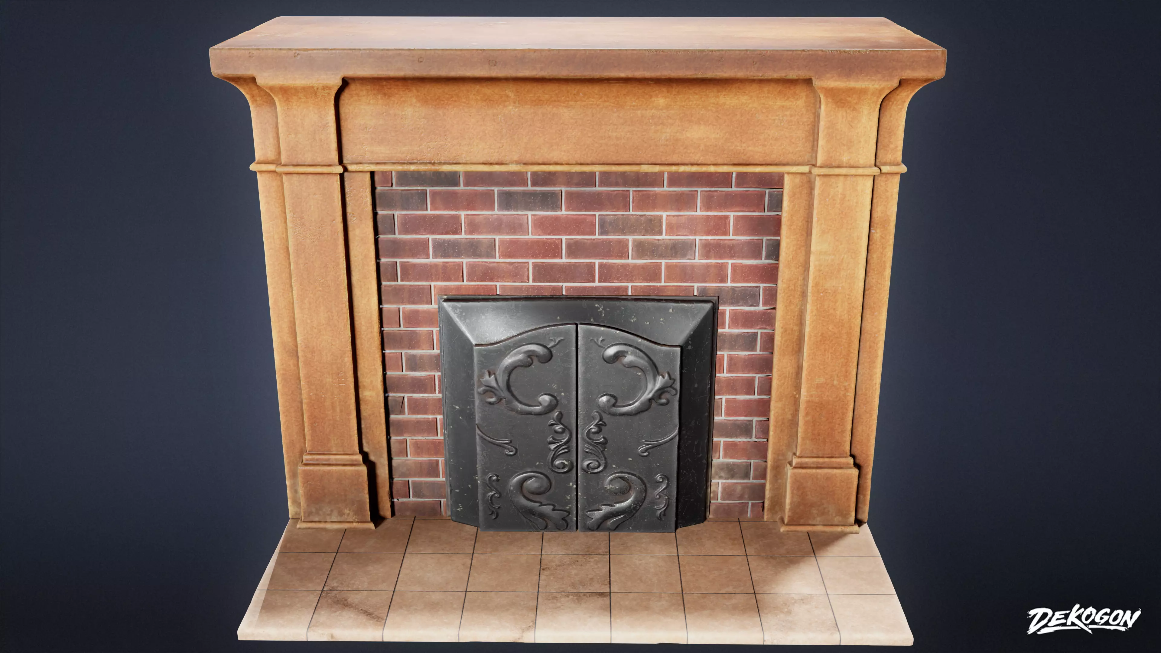 SUBURBS - Fireplace 01 - LOW POLY AND NANITE Low-poly 3D model_0
