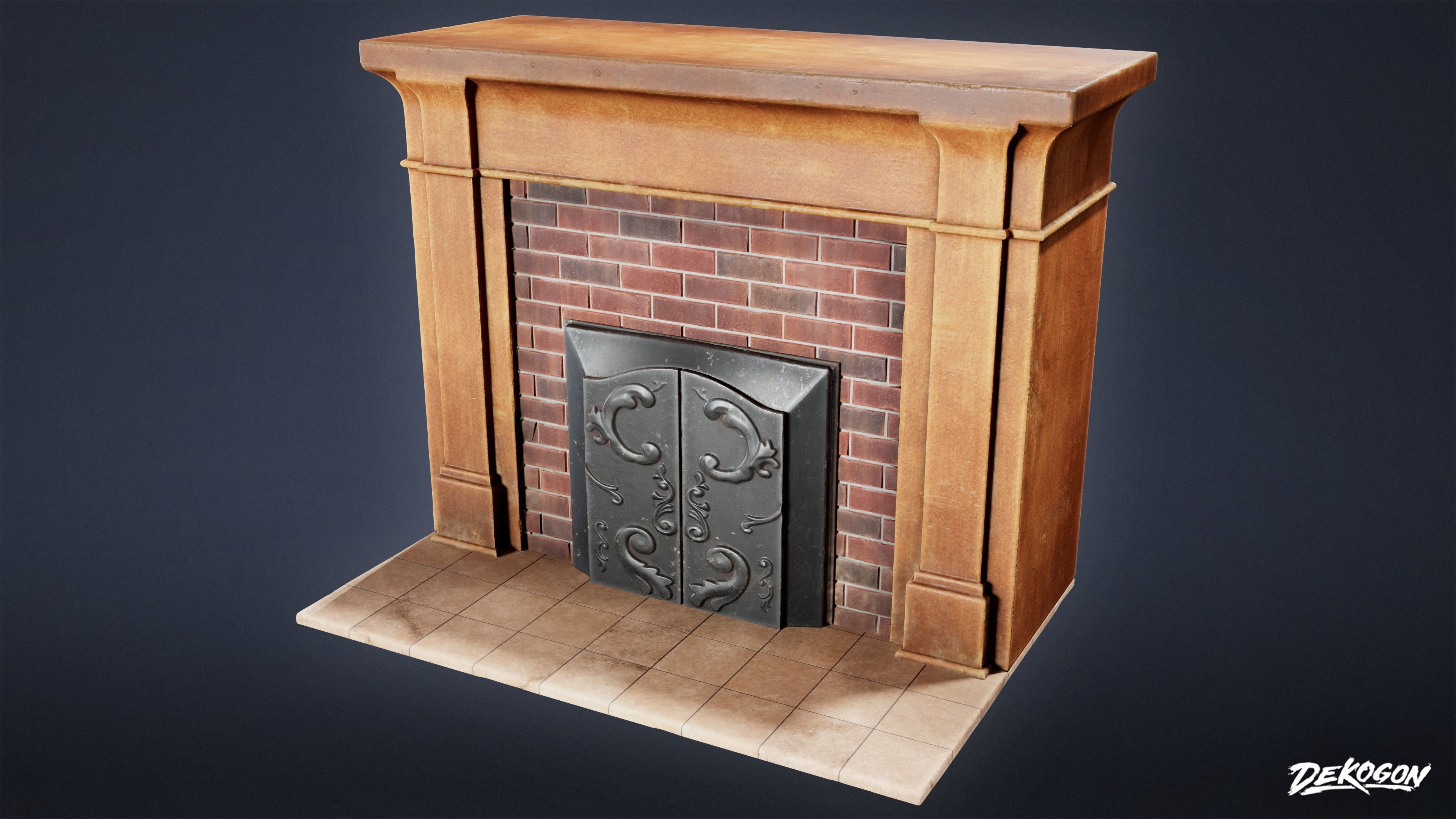 SUBURBS - Fireplace 01 - LOW POLY AND NANITE Low-poly 3D model_1