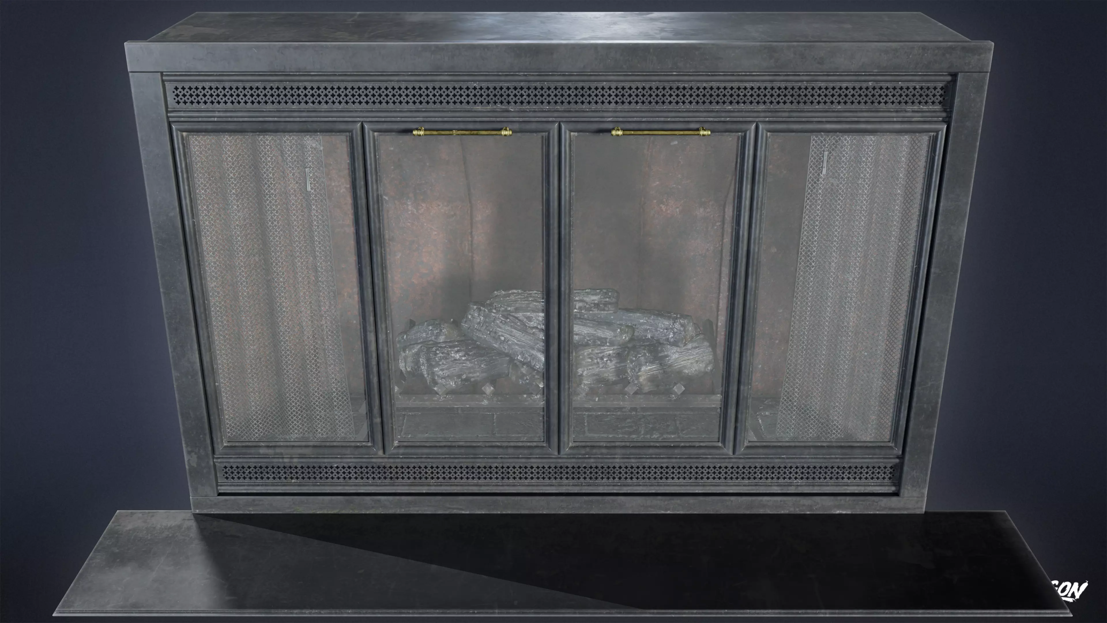 SUBURBS - Fireplace 03 - LOW POLY AND NANITE Low-poly 3D model_0