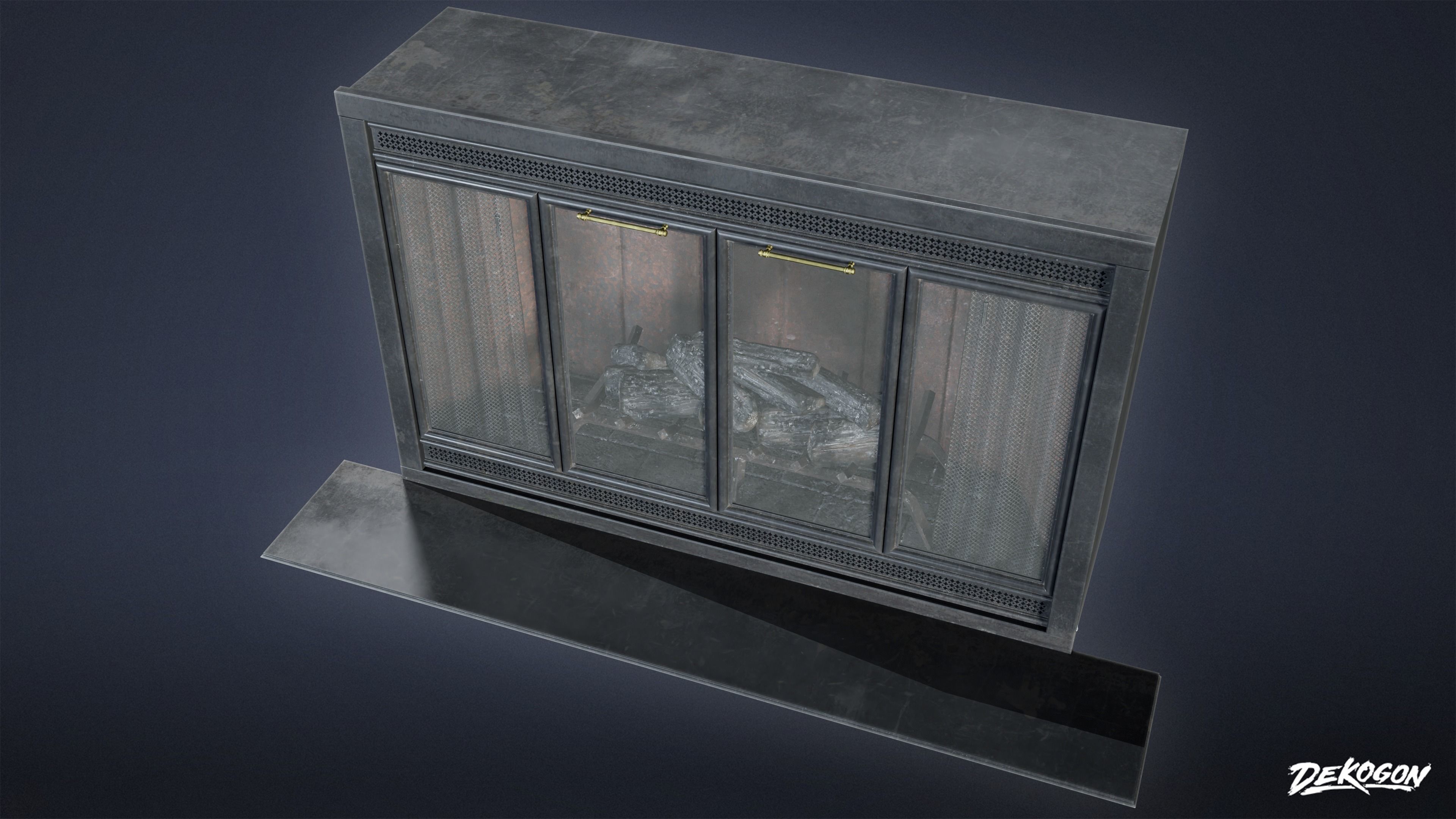 SUBURBS - Fireplace 03 - LOW POLY AND NANITE Low-poly 3D model_3
