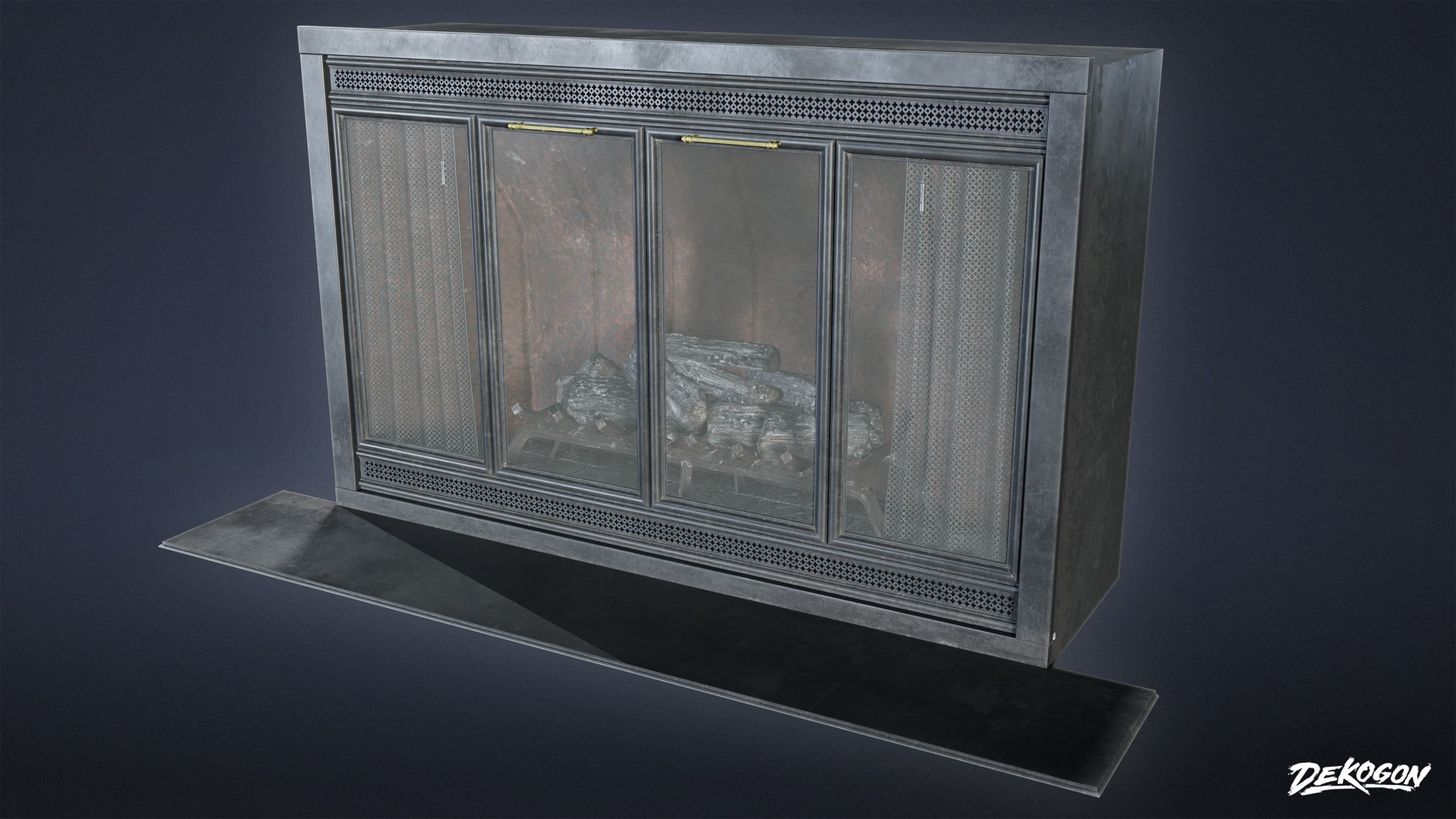 SUBURBS - Fireplace 03 - LOW POLY AND NANITE Low-poly 3D model_1
