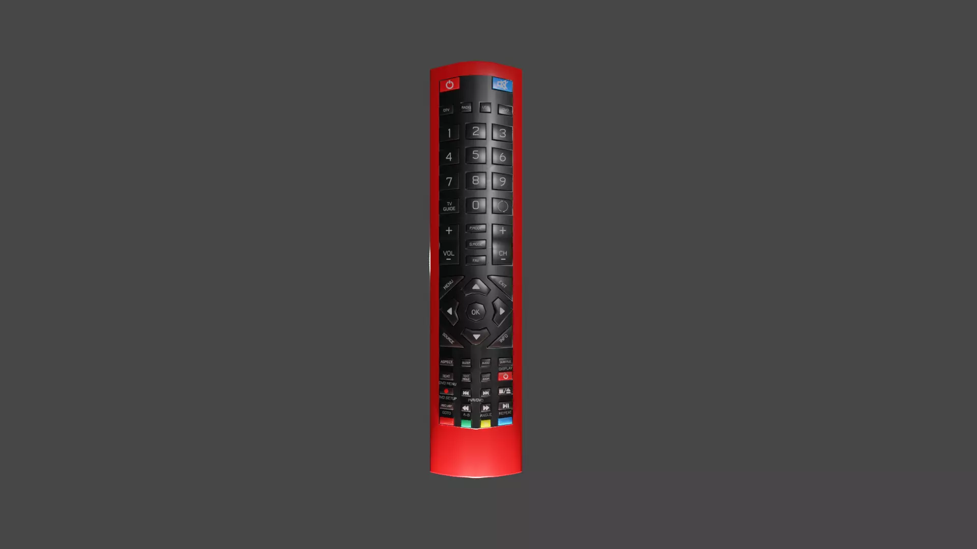 Red TV Remote Control 3D model_0