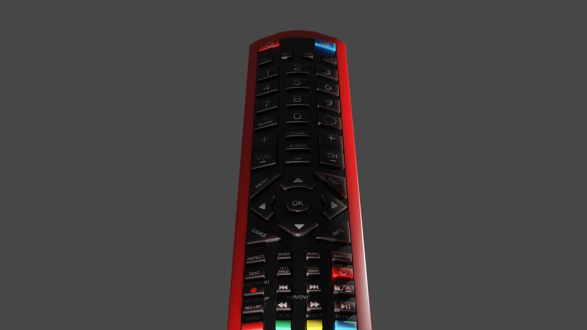 Red TV Remote Control 3D model_1