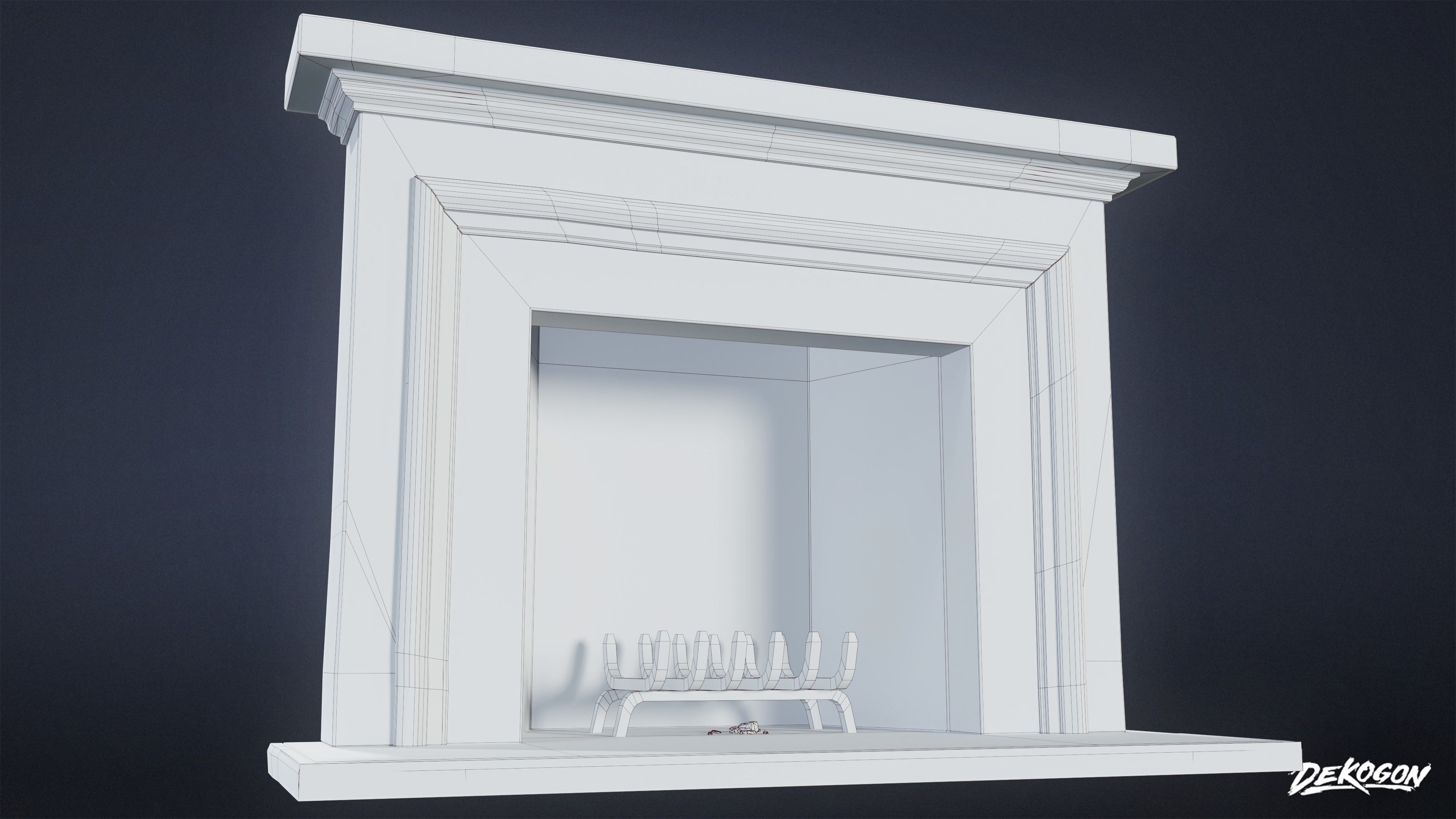 SUBURBS - Fireplace 04 - LOW POLY AND NANITE Low-poly 3D model_9