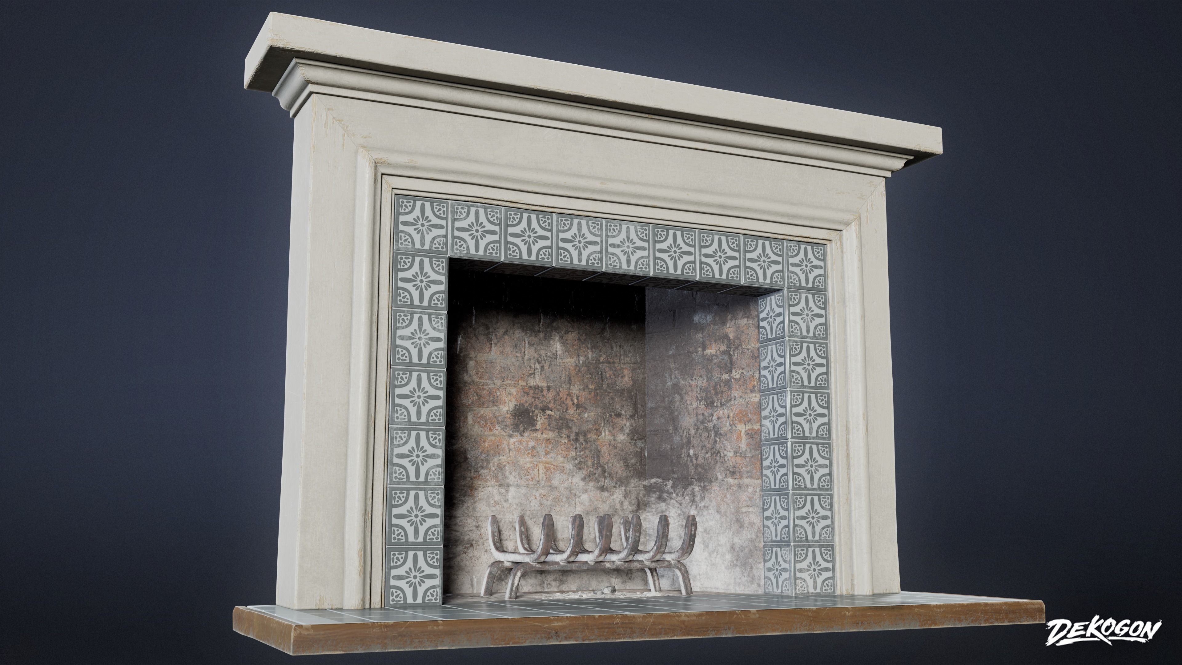 SUBURBS - Fireplace 04 - LOW POLY AND NANITE Low-poly 3D model_4