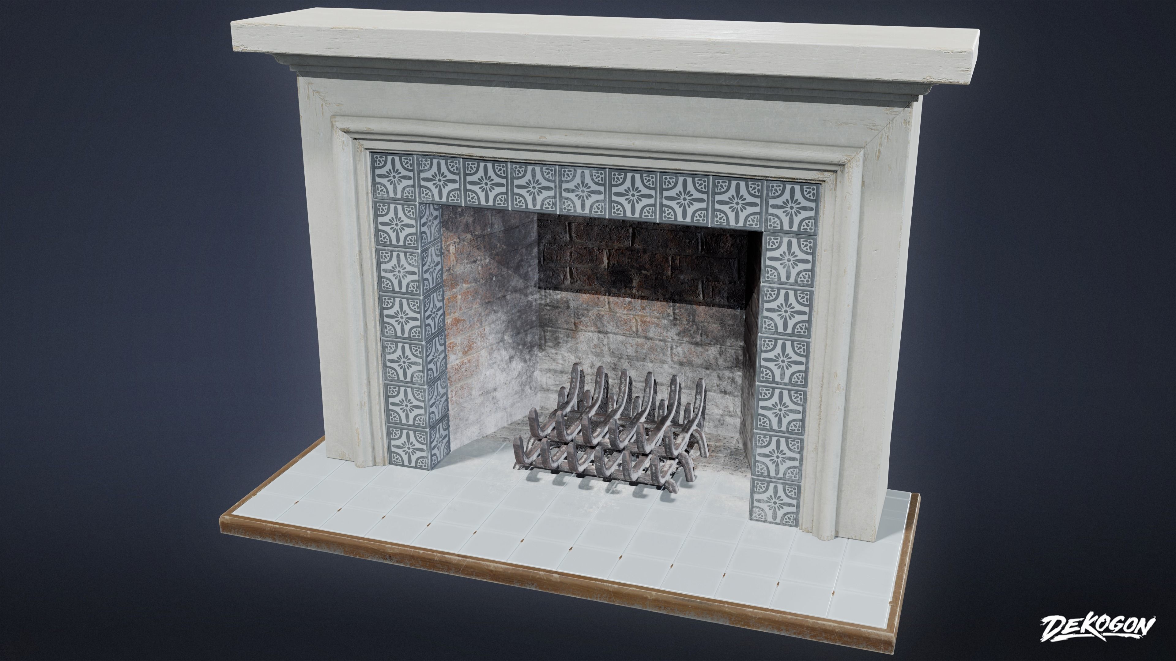 SUBURBS - Fireplace 04 - LOW POLY AND NANITE Low-poly 3D model_1