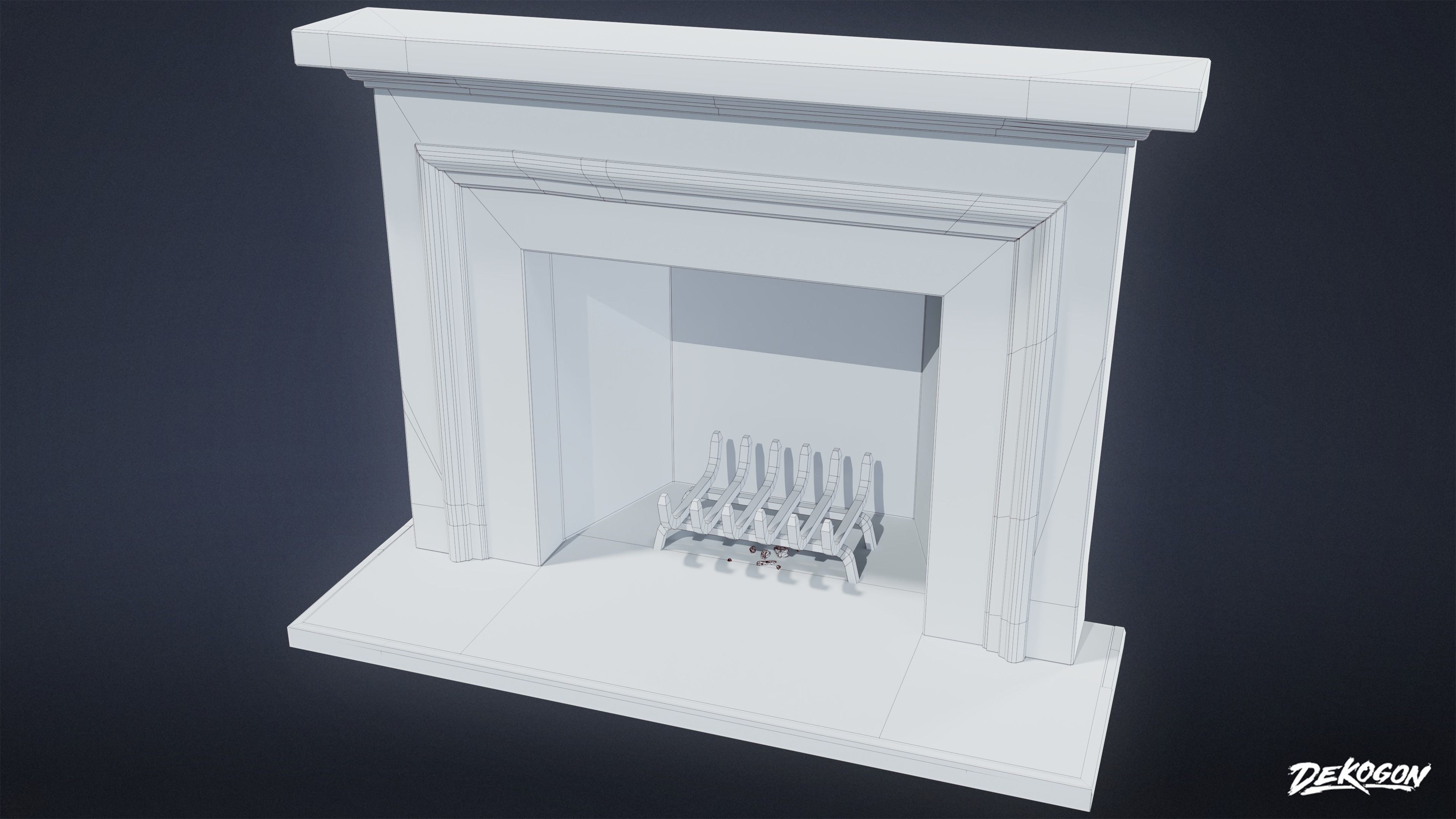 SUBURBS - Fireplace 04 - LOW POLY AND NANITE Low-poly 3D model_8