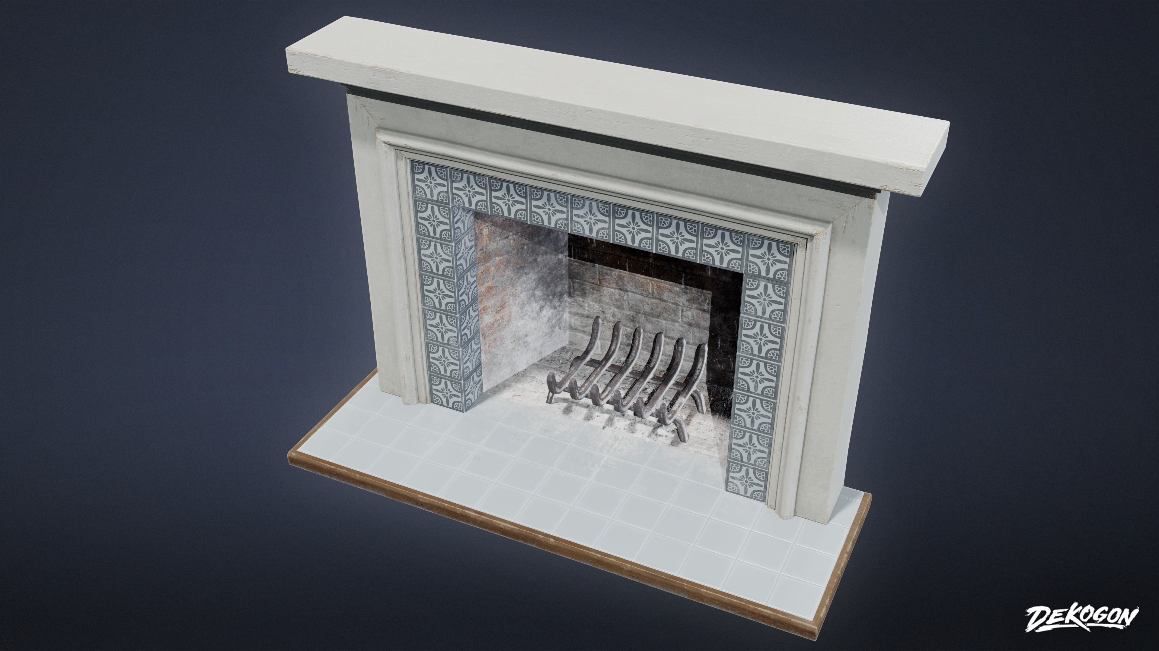 SUBURBS - Fireplace 04 - LOW POLY AND NANITE Low-poly 3D model_5