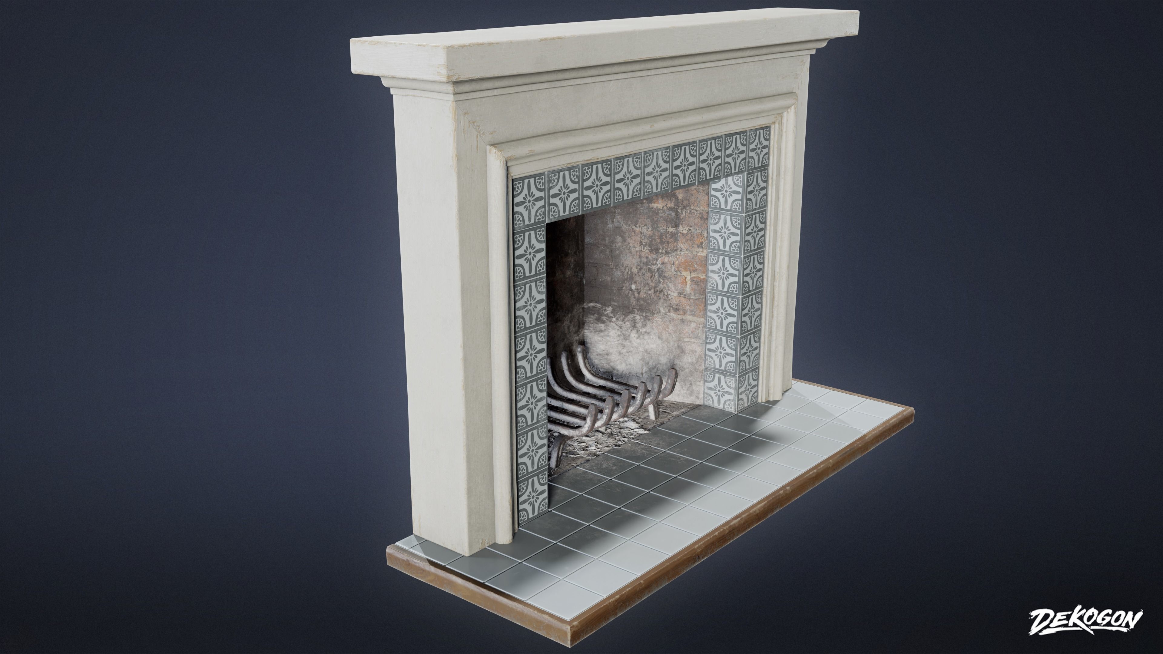 SUBURBS - Fireplace 04 - LOW POLY AND NANITE Low-poly 3D model_3