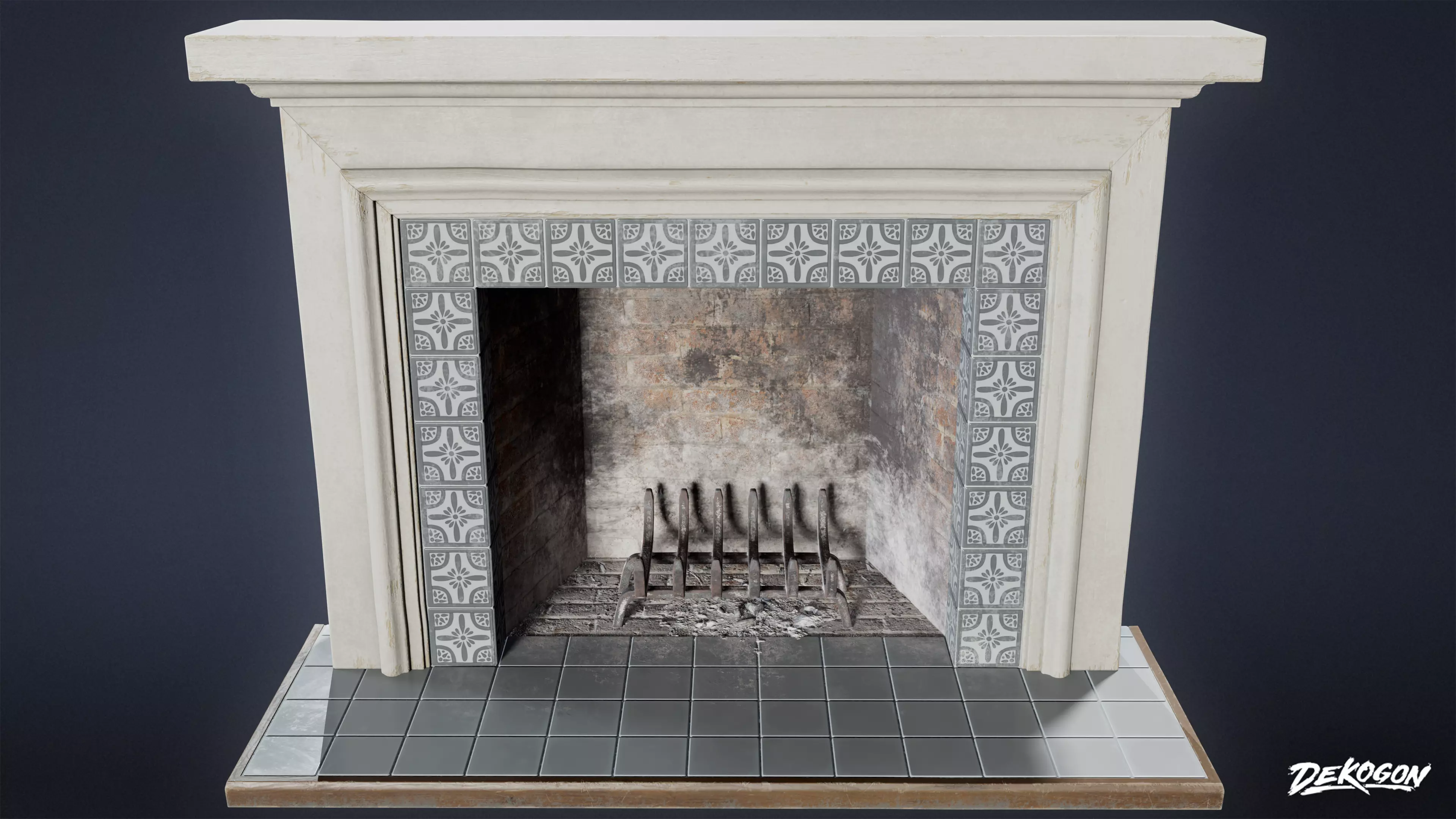 SUBURBS - Fireplace 04 - LOW POLY AND NANITE Low-poly 3D model_0
